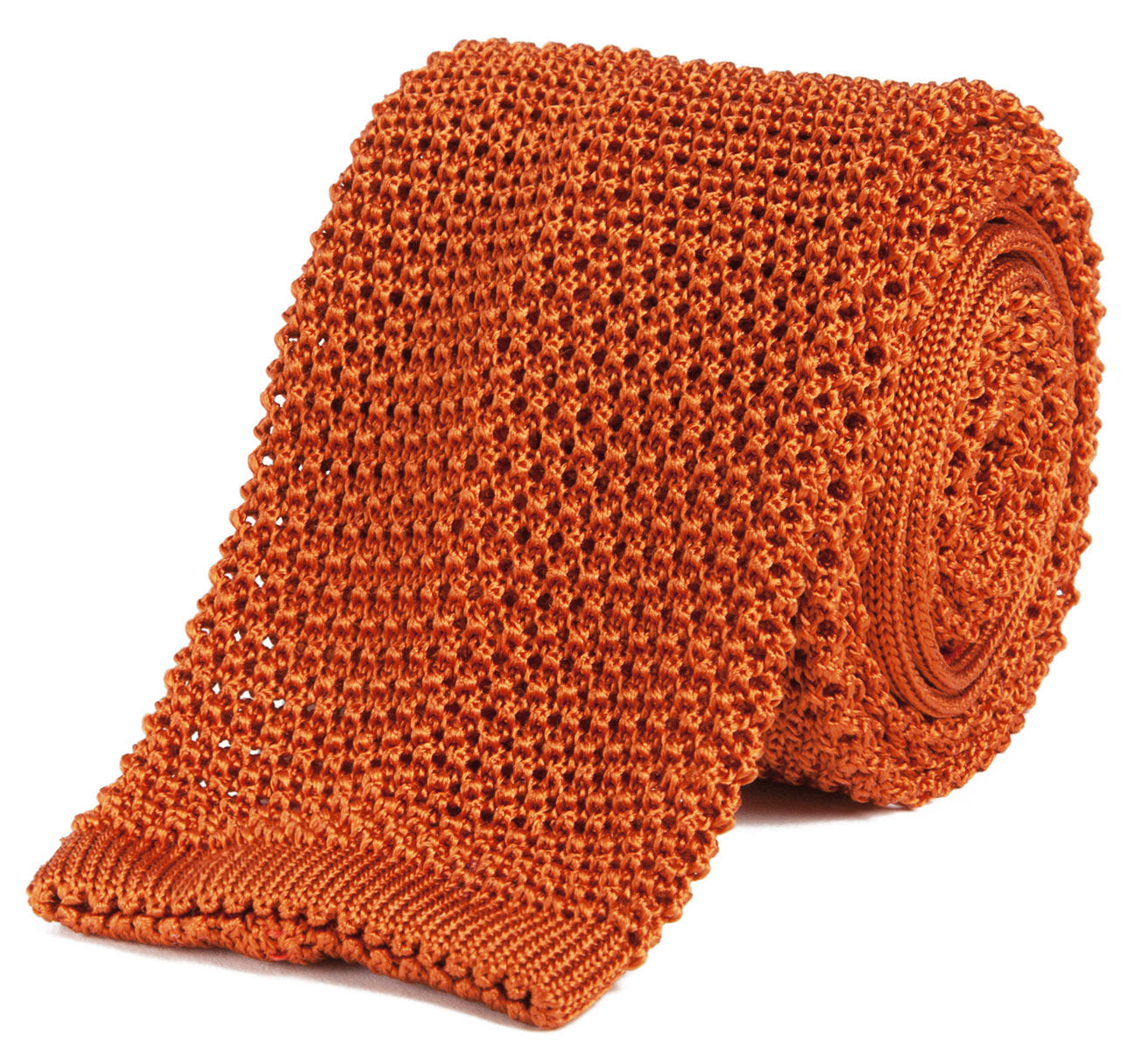 Classic Knit Silk Tie in Burnt Orange