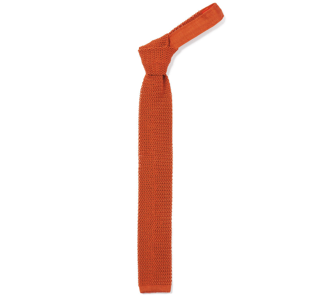 Classic Knit Silk Tie in Burnt Orange