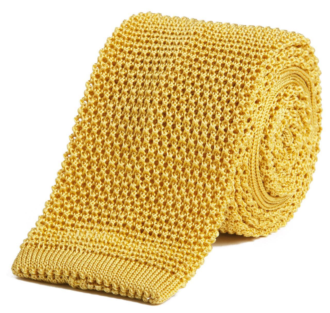 Sir Jack's Classic Knit Silk Tie in Monte Carlo Yellow