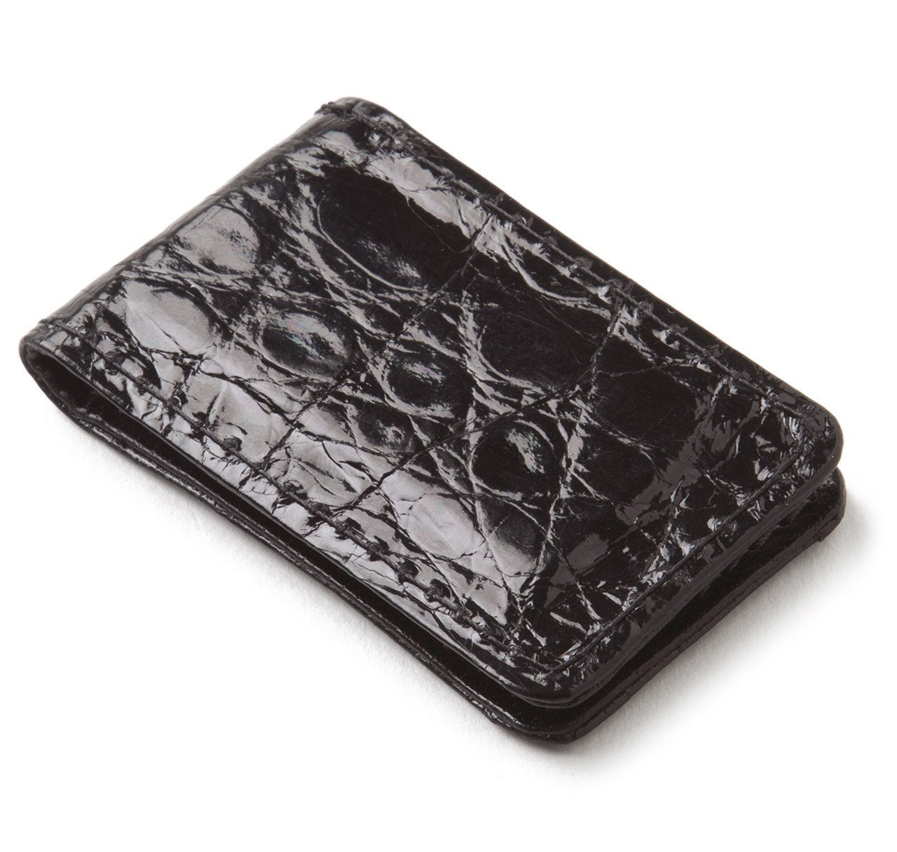 Glazed Black Alligator Money Clip