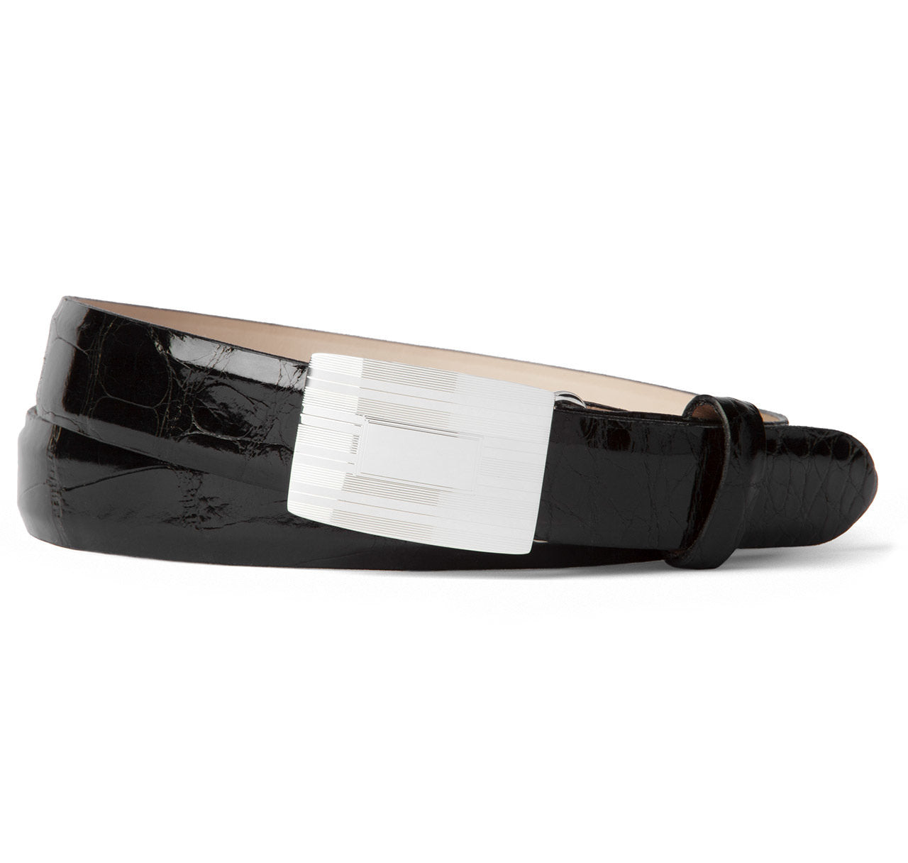 Glazed Black Alligator 1" Belt Strap