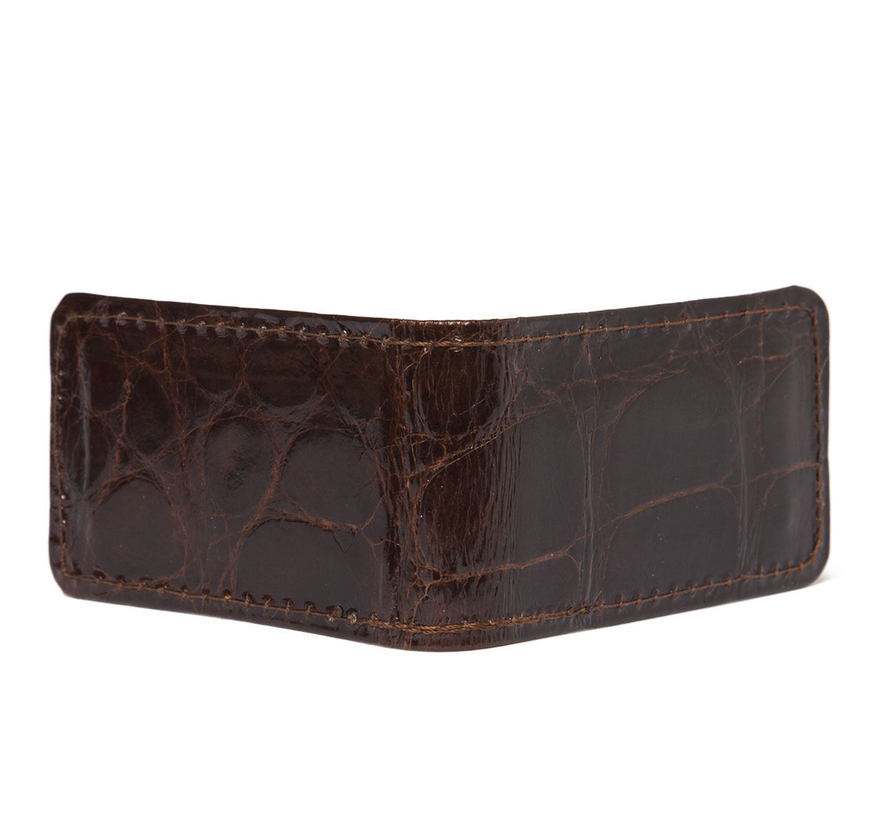 Glazed Alligator Money Clip in Chocolate Brown