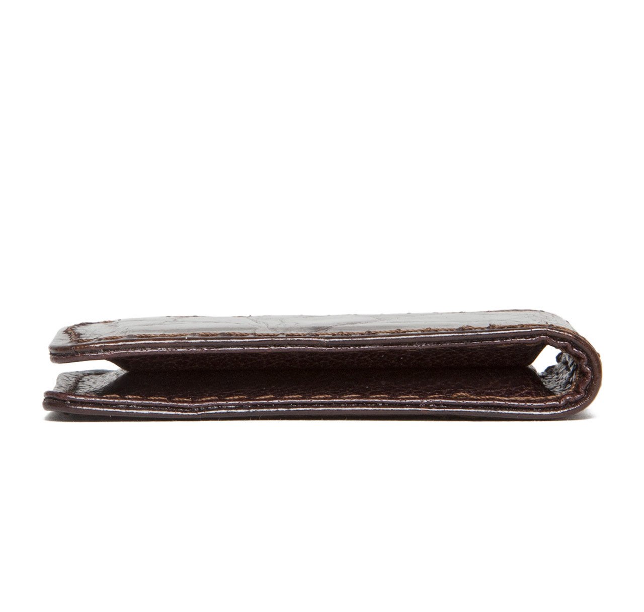 Glazed Alligator Money Clip in Chocolate Brown