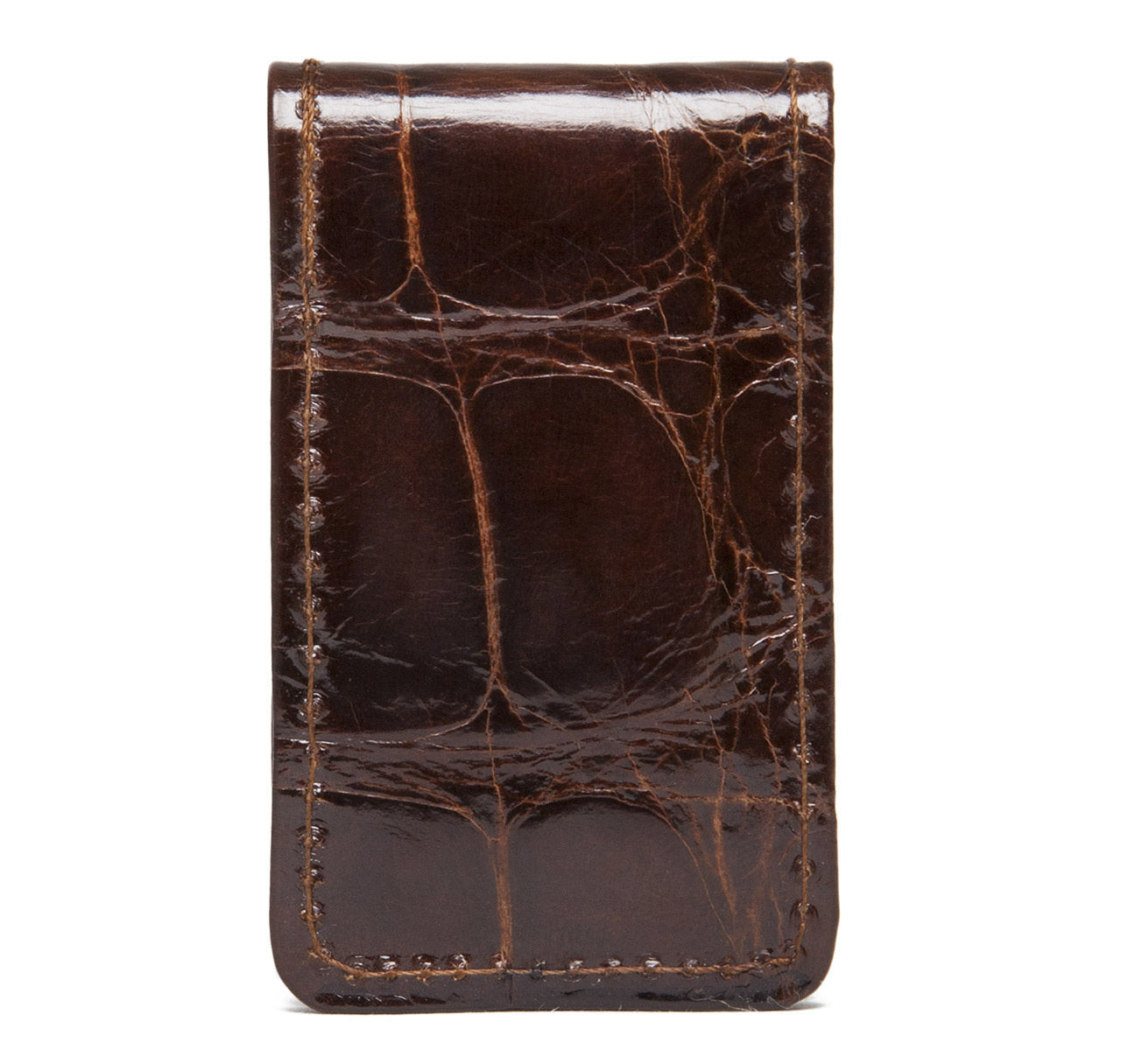 Glazed Alligator Money Clip in Chocolate Brown