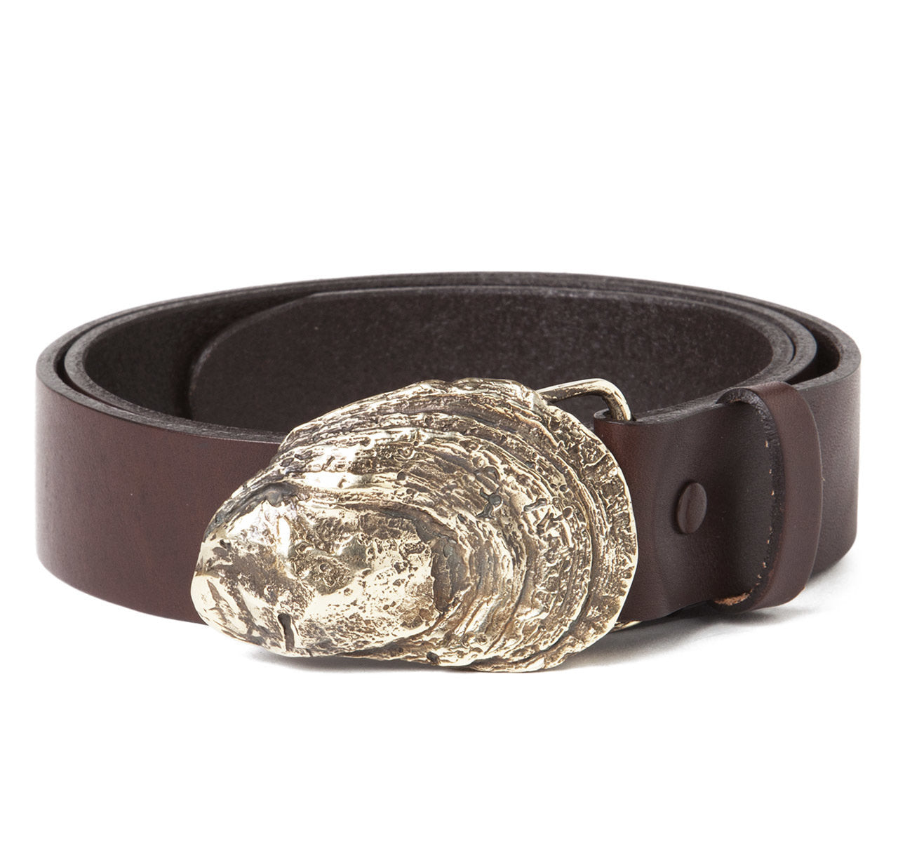 Sir Jack's Oyster Shell Buckle with Brown Leather Belt