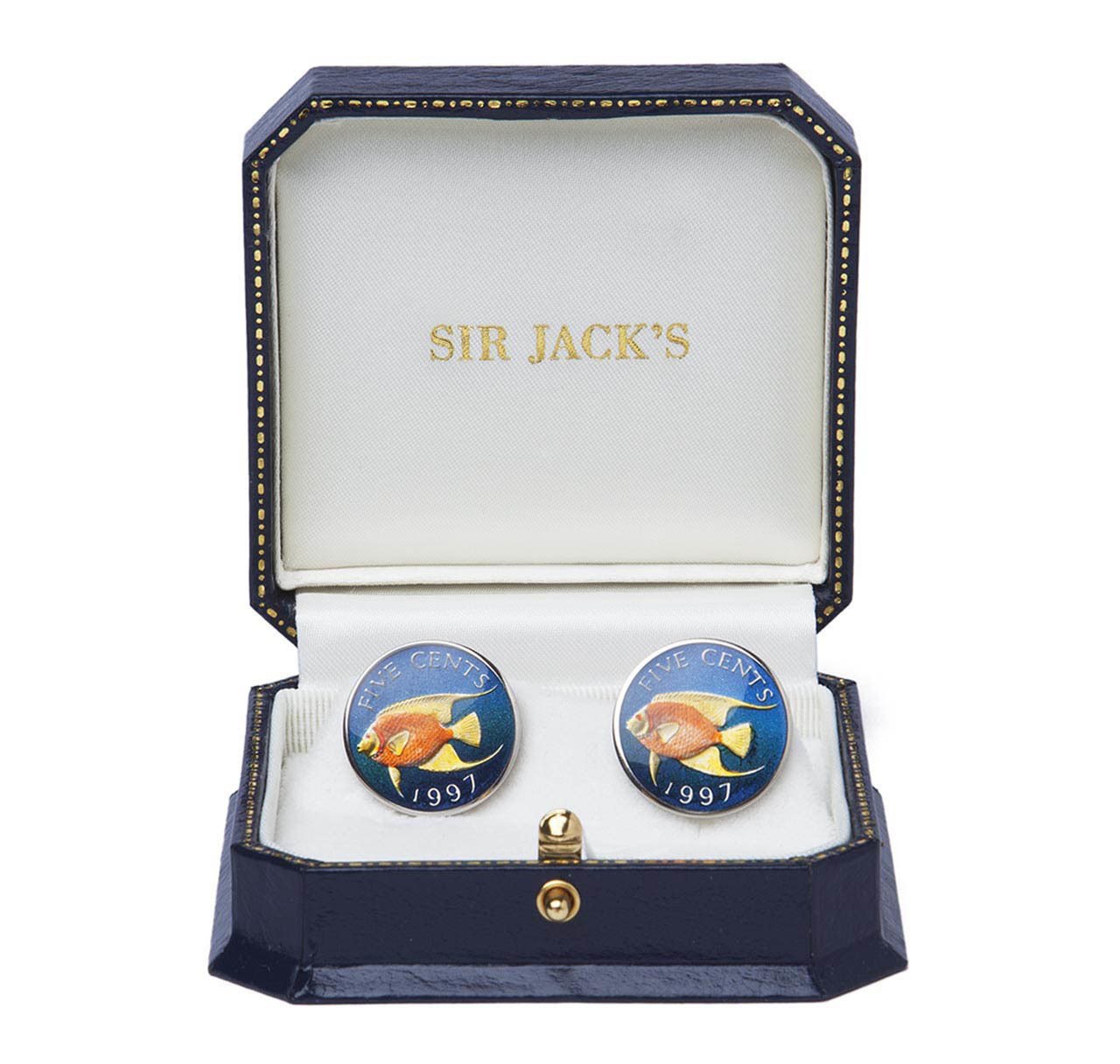 Sterling Bermuda Angel Fish Coin Cufflinks