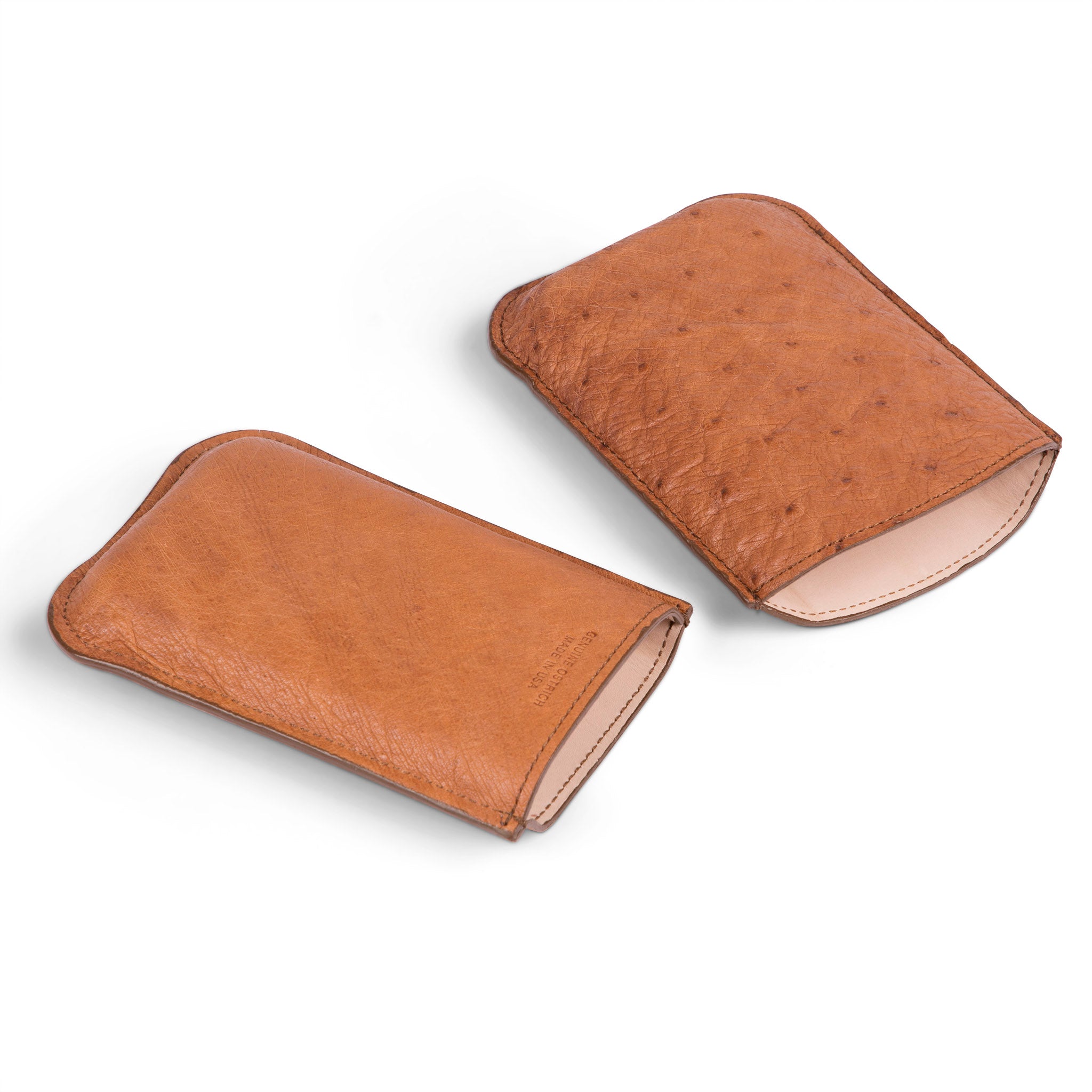 Sir Jack's Tan Ostrich Leather Three Cigar Case