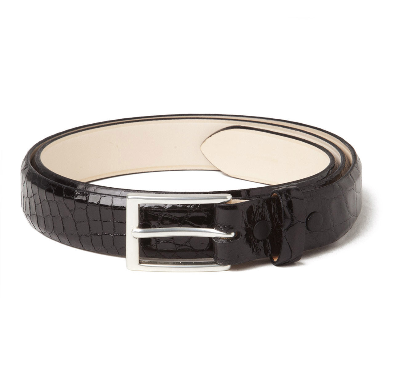 Sir Jack's Glazed Alligator Belt in Black
