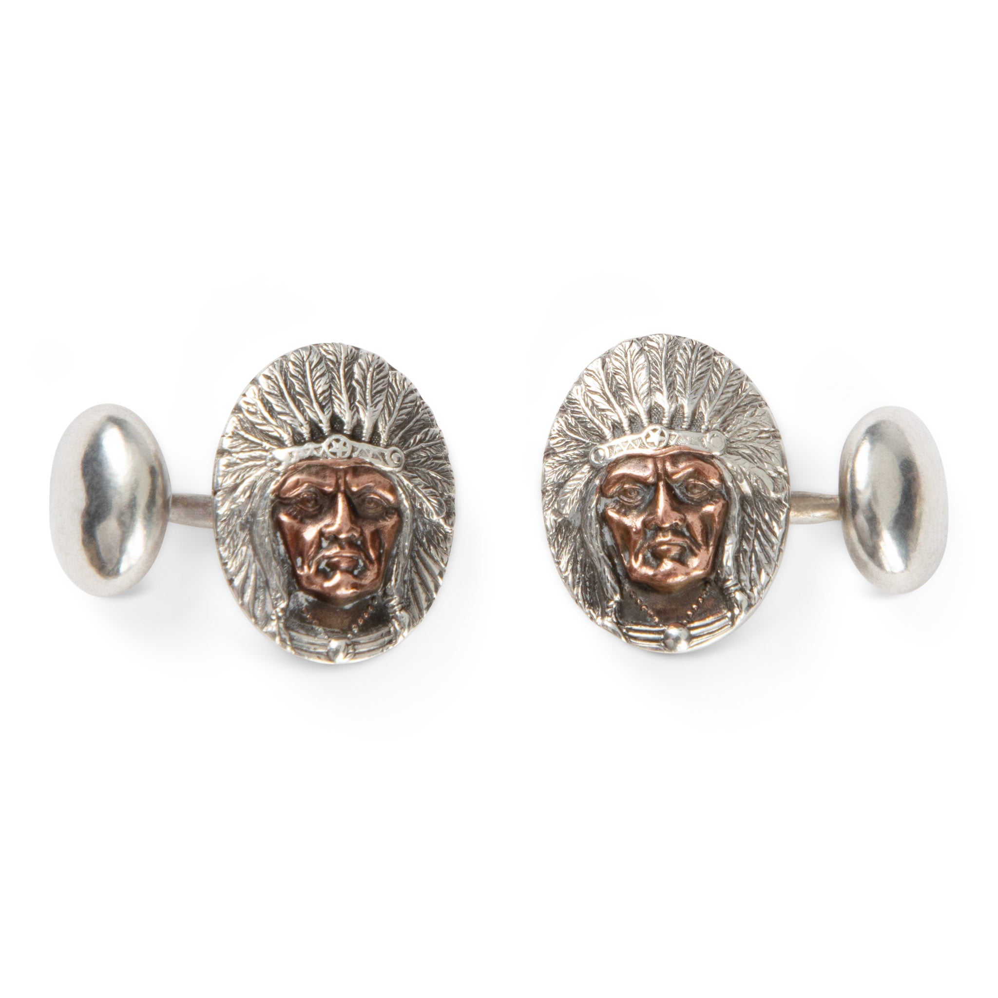 Sterling & Copper Indian Chief Cufflinks