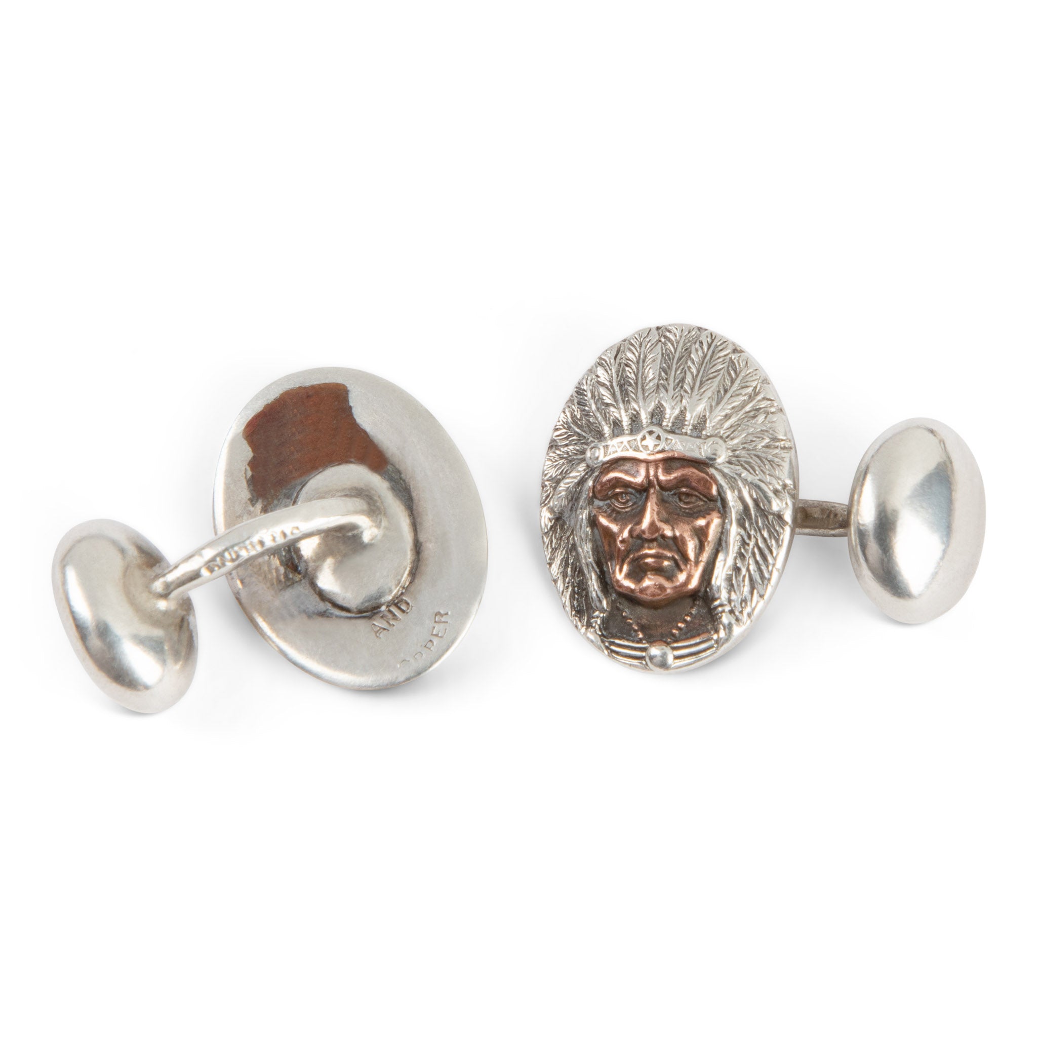 Sterling & Copper Indian Chief Cufflinks