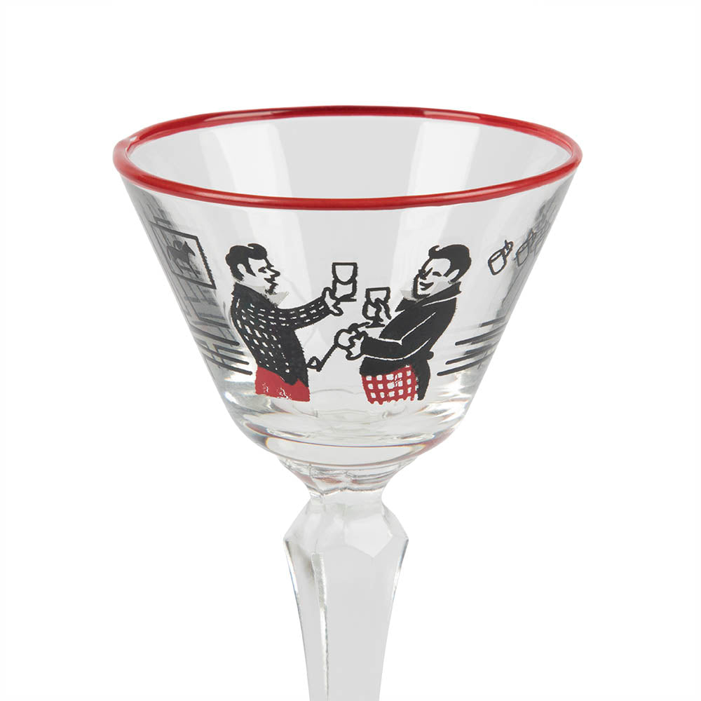 Vintage Painted Martini Cocktail Glass