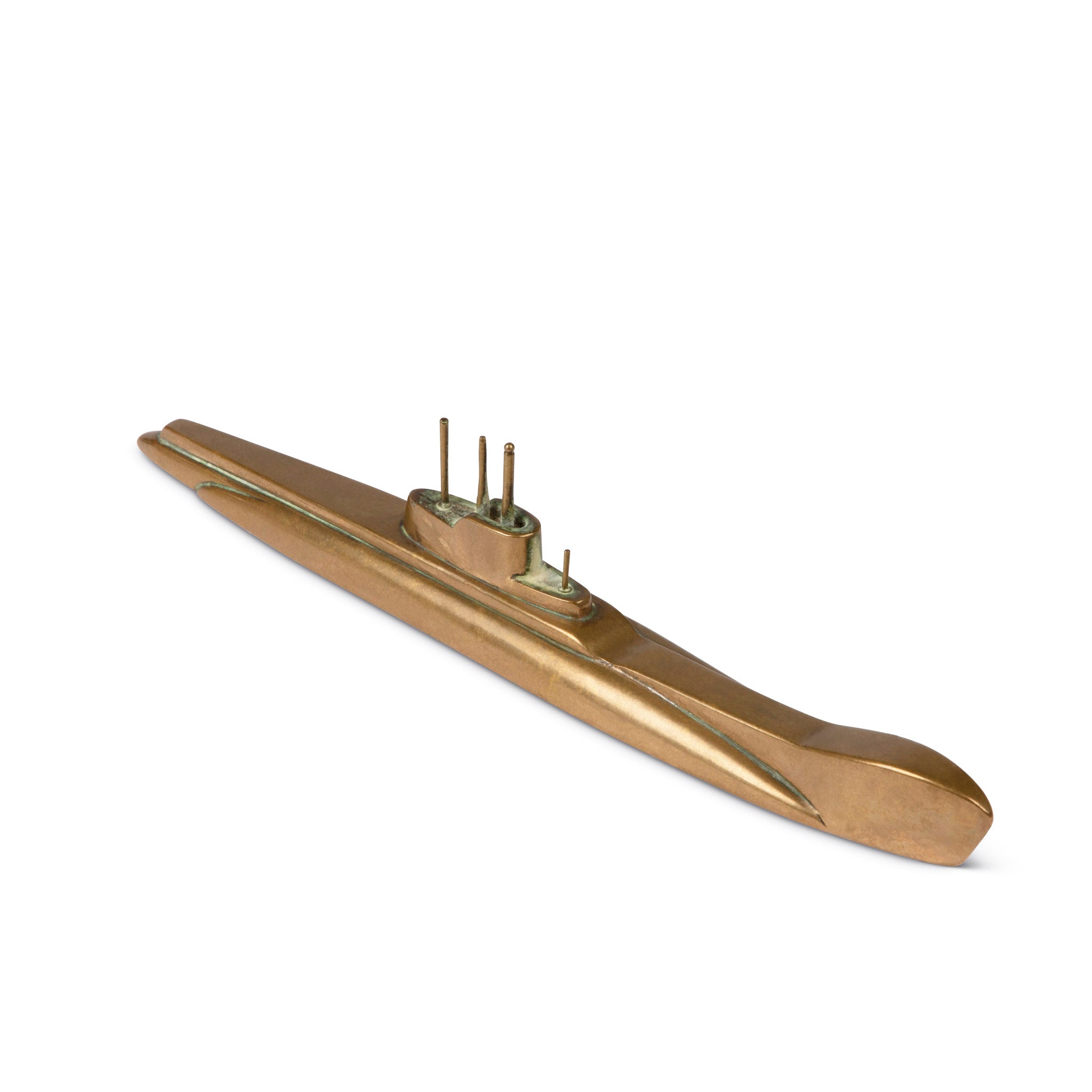 Trench Art WWII Brass Submarine Paperweight
