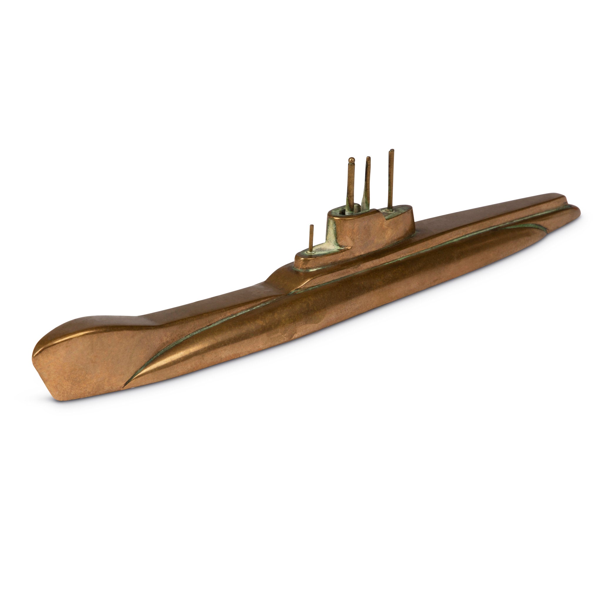 Trench Art WWII Brass Submarine Paperweight
