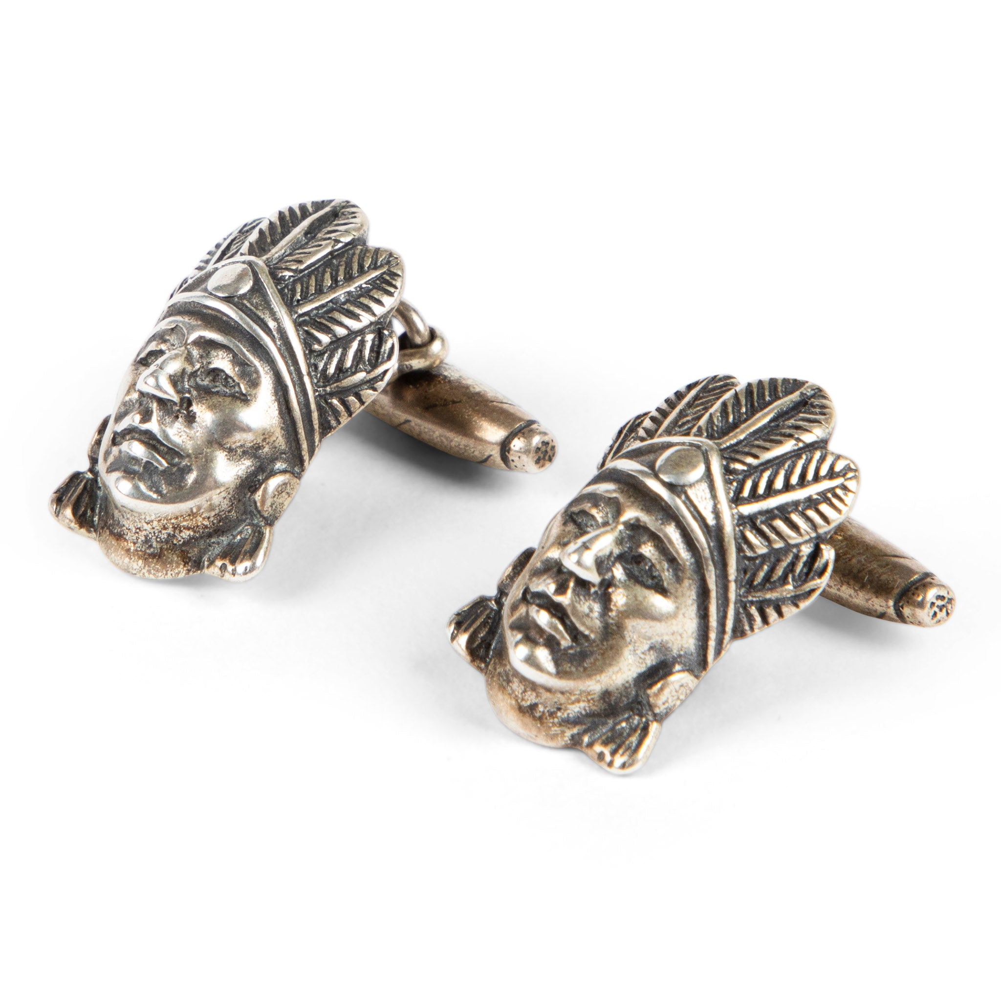 Webster Sterling Indian Chief Cigar Cufflinks