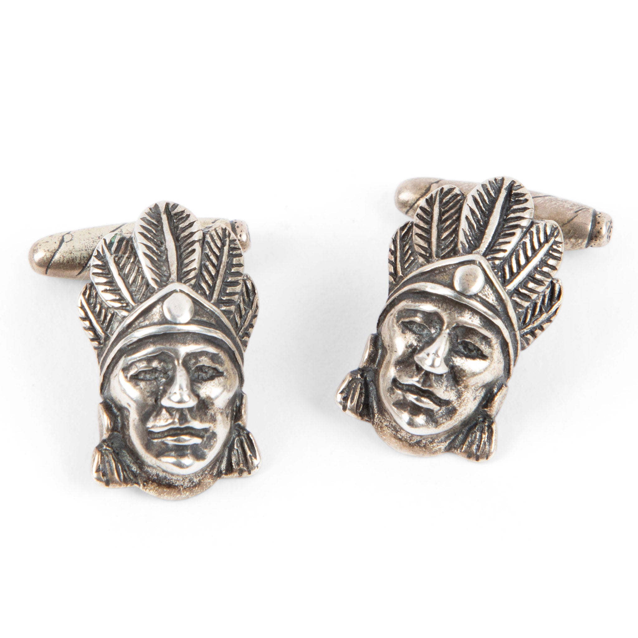 Webster Sterling Indian Chief Cigar Cufflinks