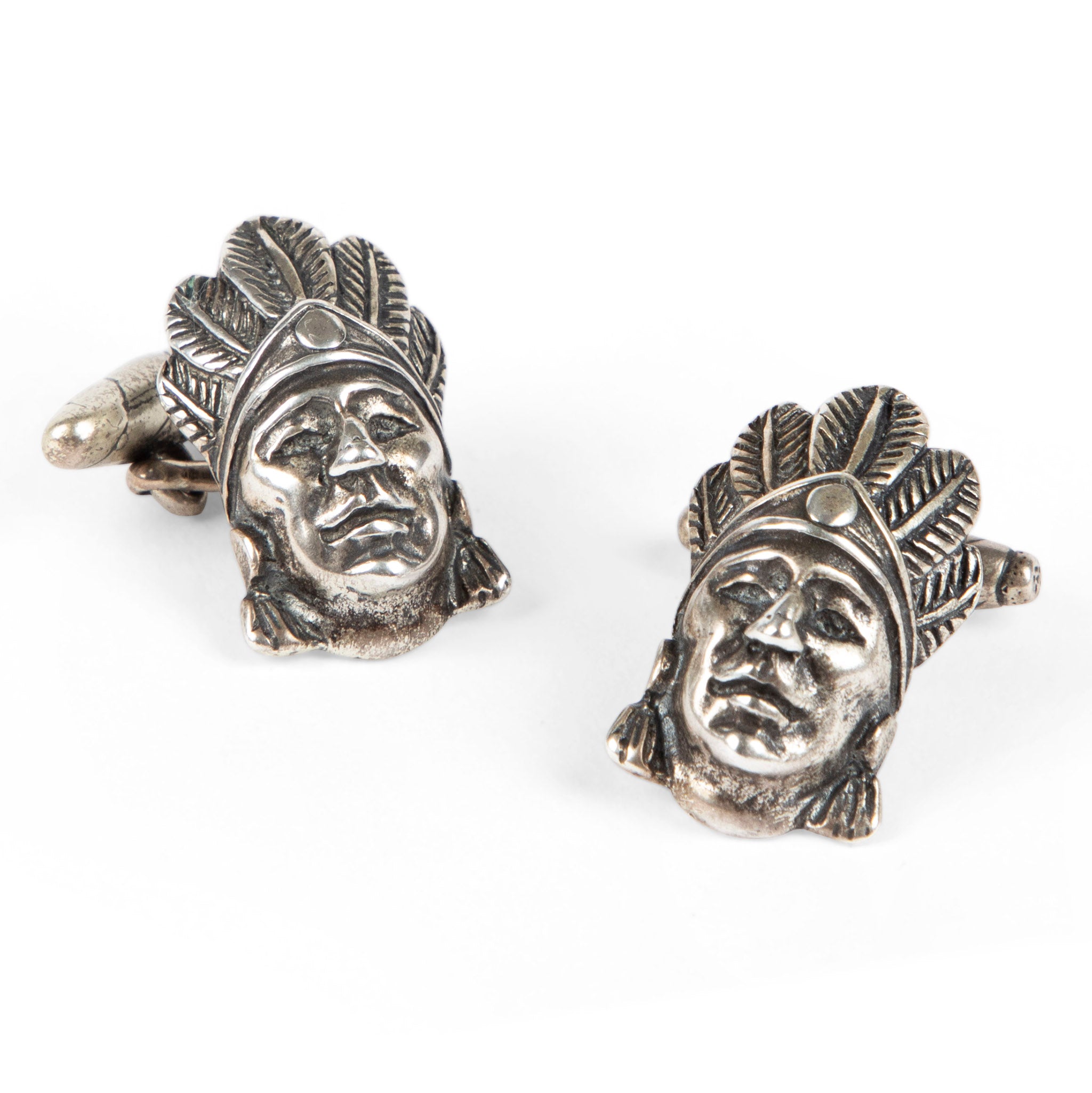 Webster Sterling Indian Chief Cigar Cufflinks
