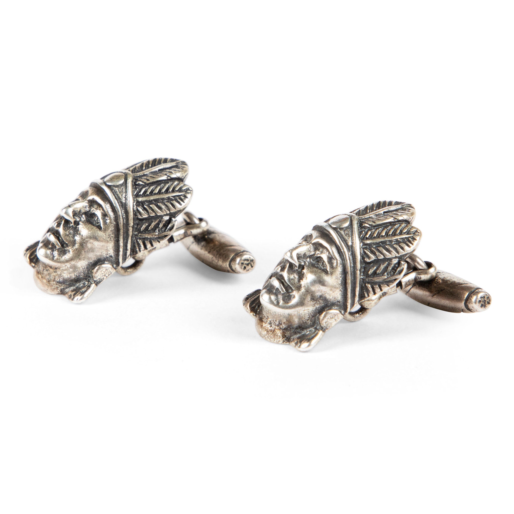 Webster Sterling Indian Chief Cigar Cufflinks