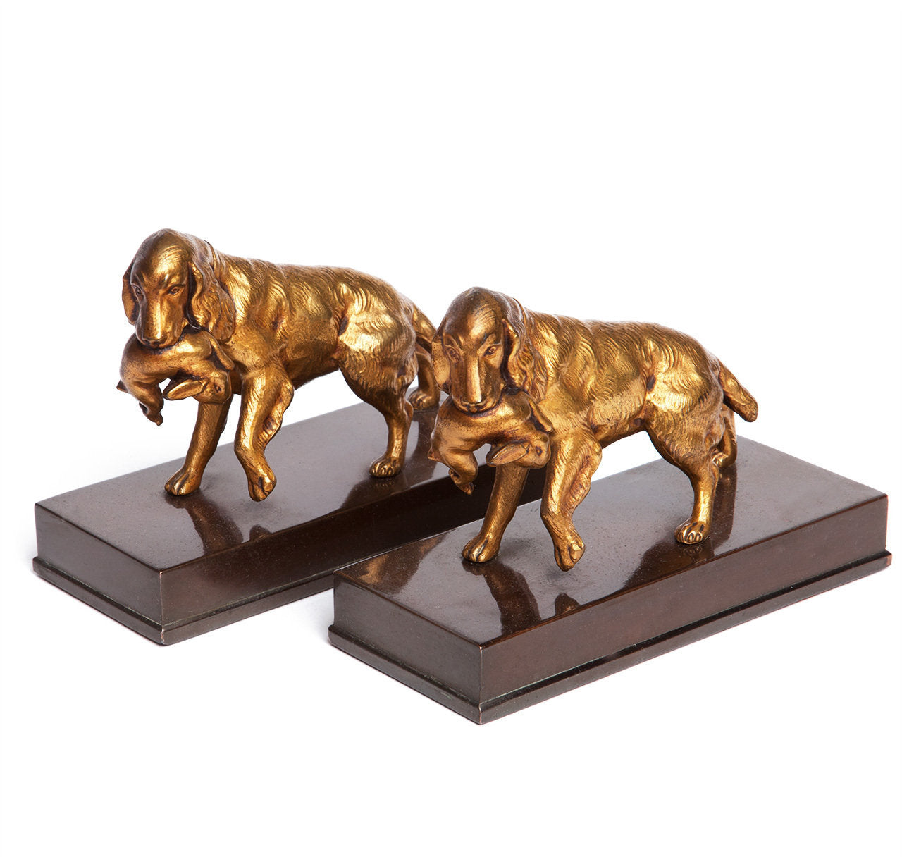 Spaniel Hunting Dog & Rabbit Bookends