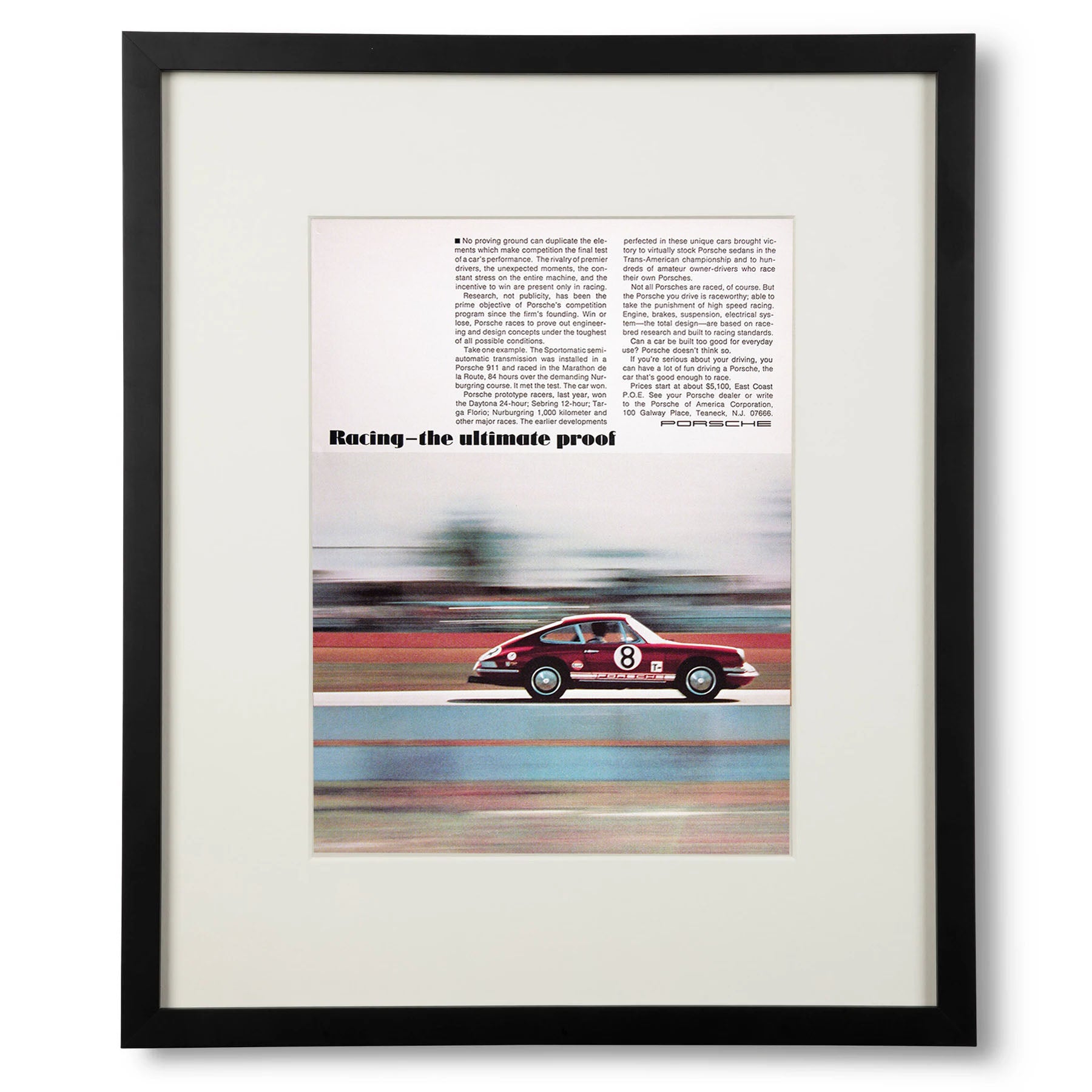 Framed Vintage Porsche 911 Racing Advertisement