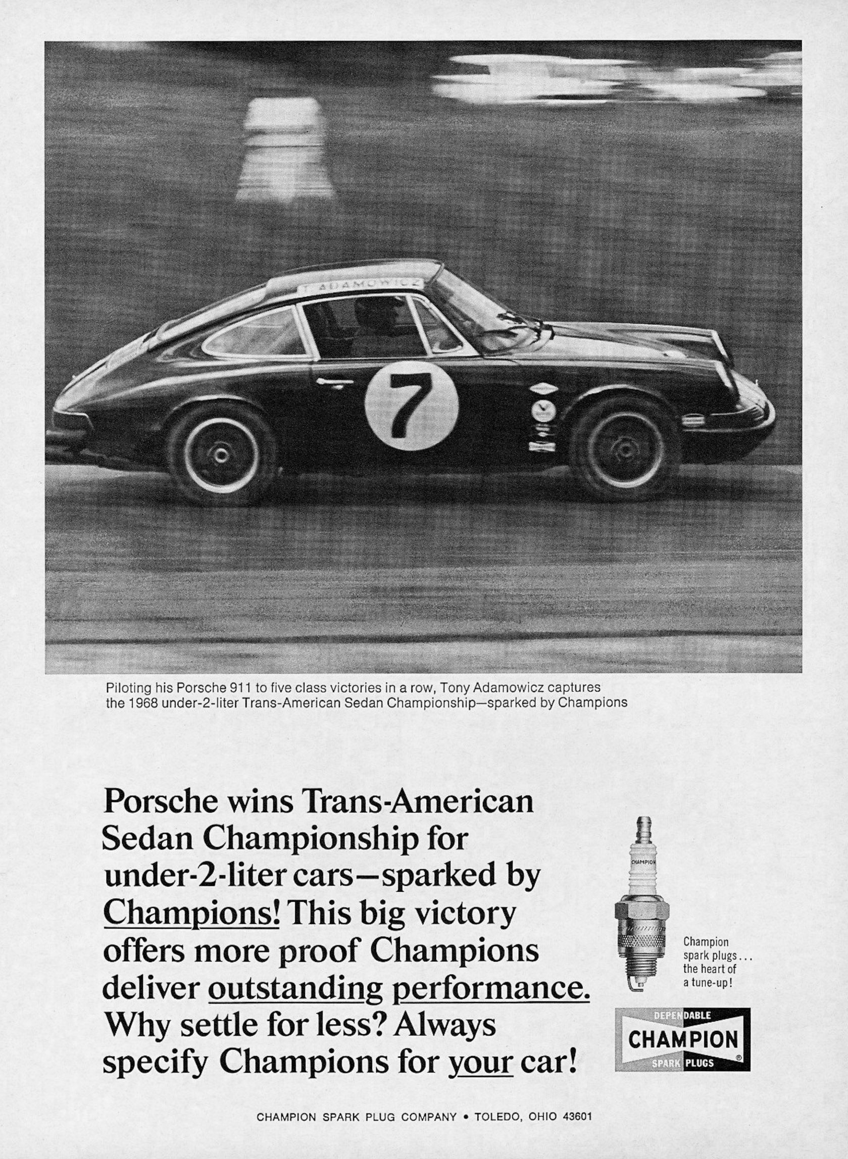 Framed 1968 Porsche 911 Champion Advertisement