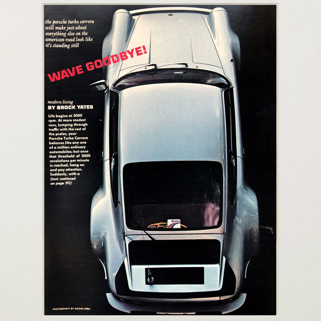 Framed Vintage Porsche Targa Turbo Advertisement
