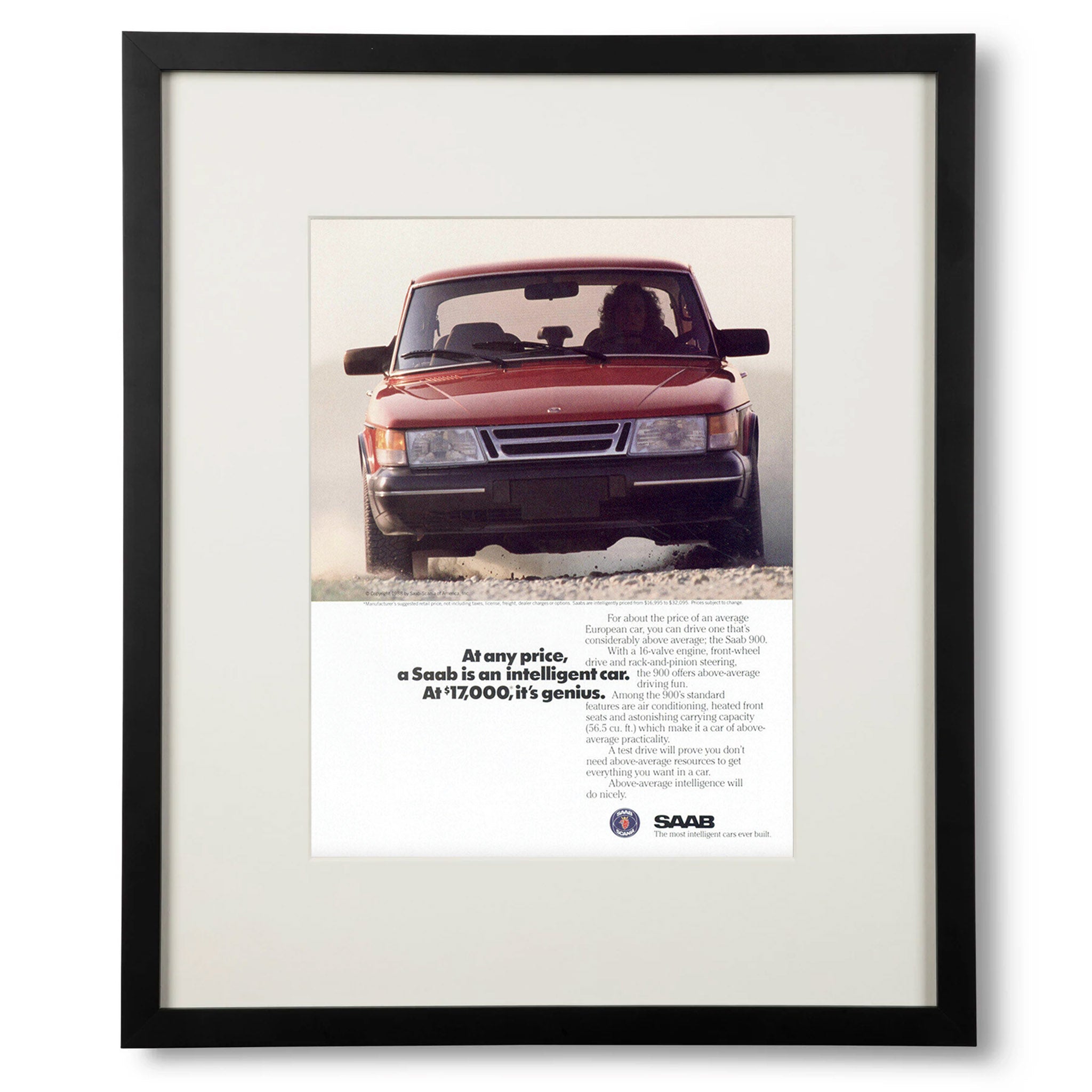 Framed Saab 900 Intelligent Car Advertisement