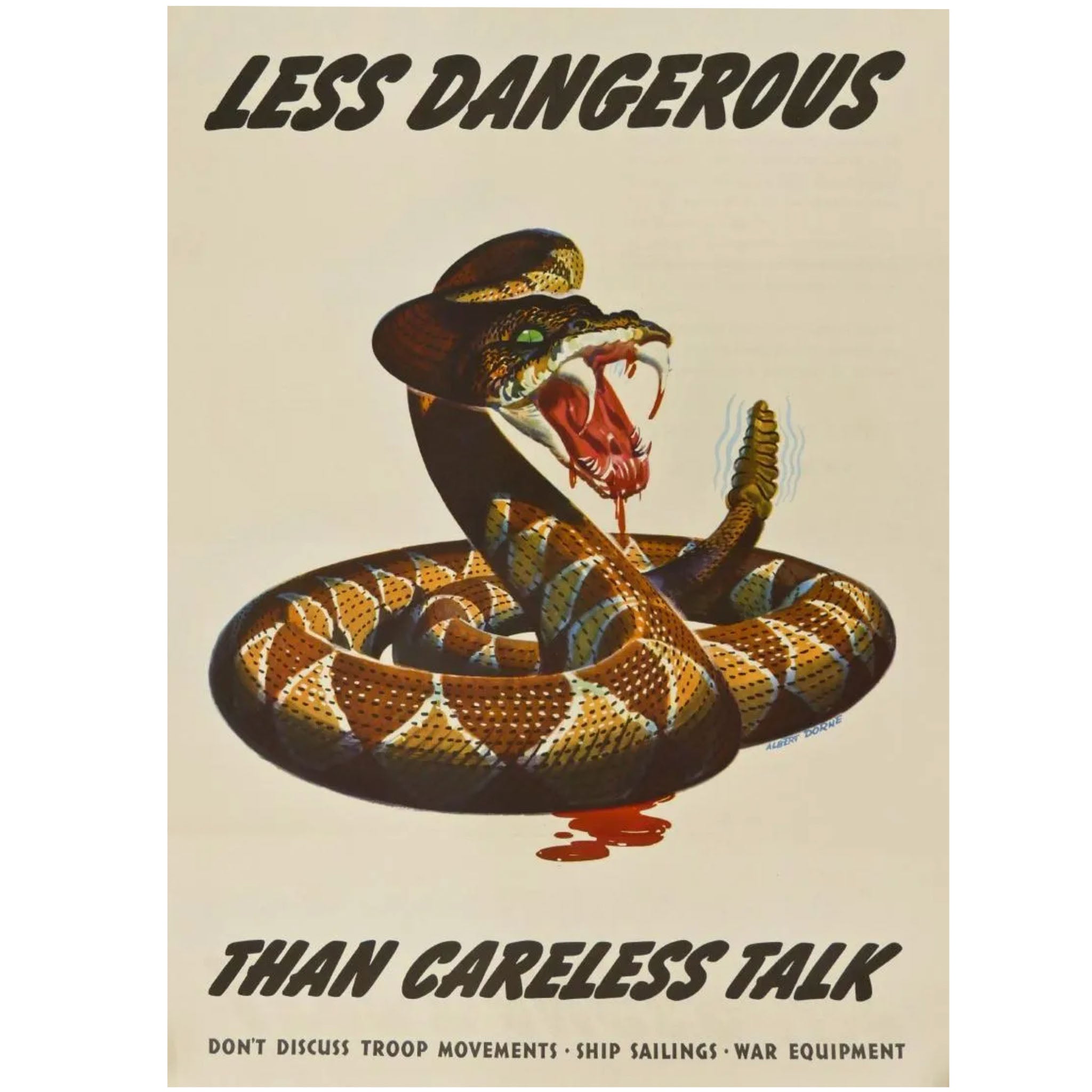 Less Dangerous Than Careless Talk WWII Original Poster
