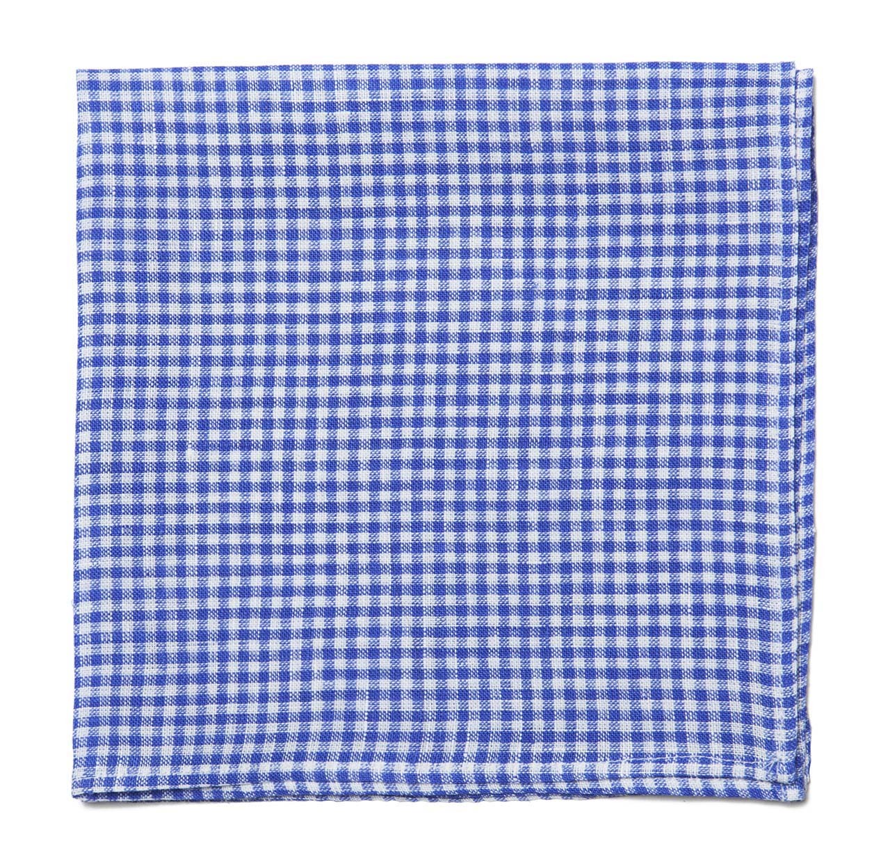 Sir Jack's Blue Gingham Linen Pocket Square