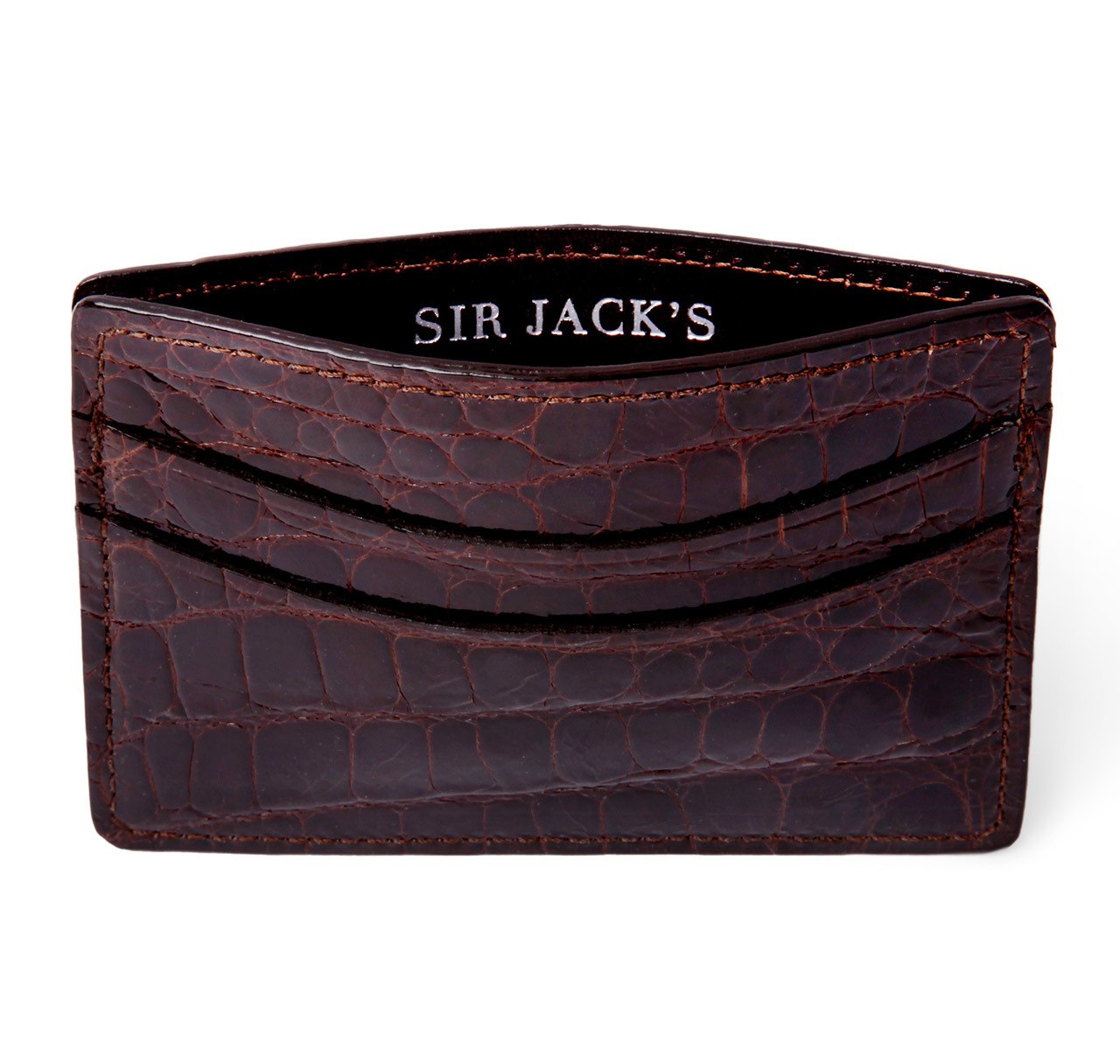 Glazed Chocolate Brown Alligator Card Holder