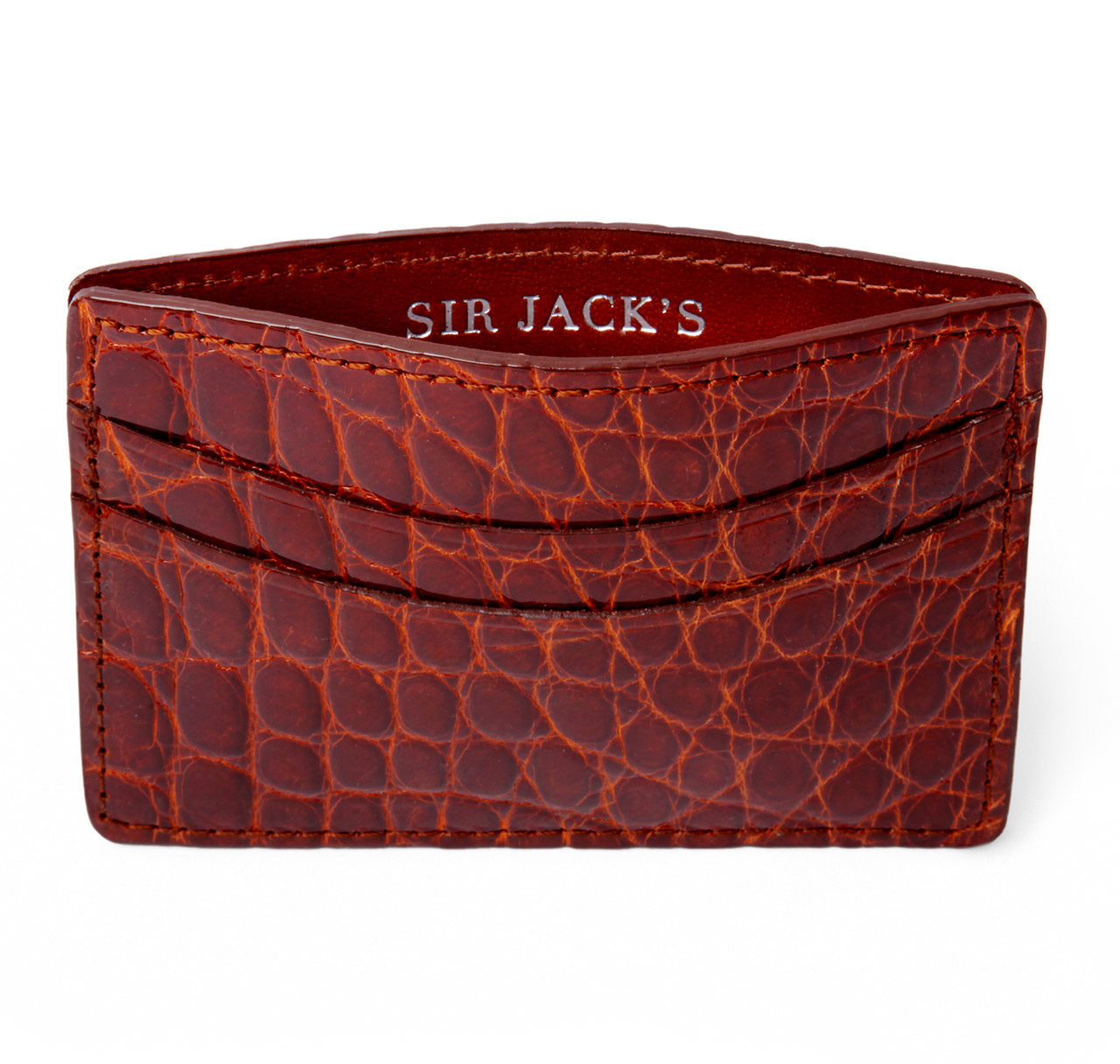 Glazed Cognac Alligator Card Holder