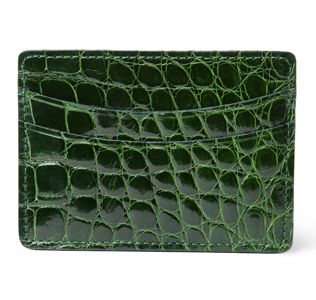 Glazed Forest Green Alligator Card Holder