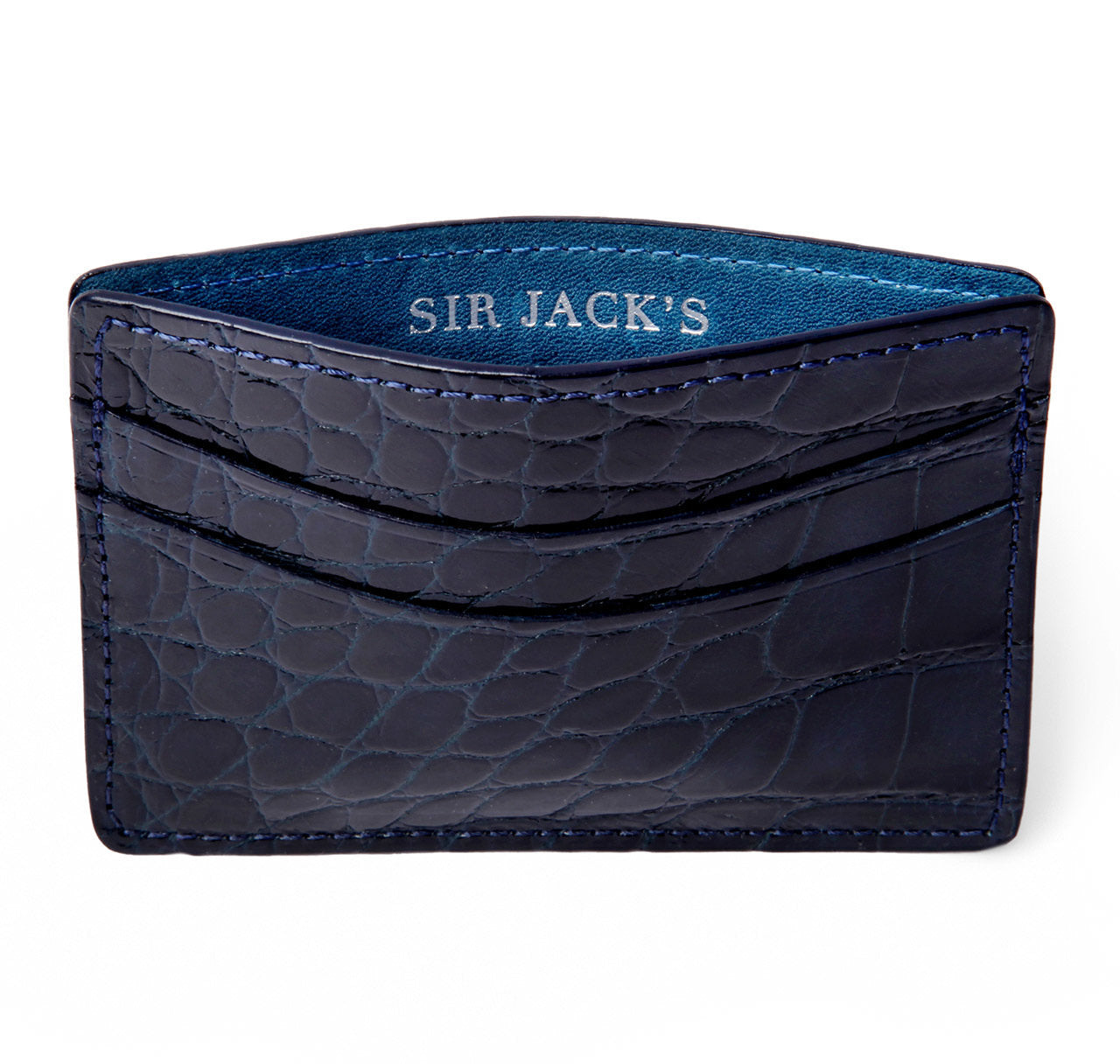 Glazed Navy Alligator Card Holder