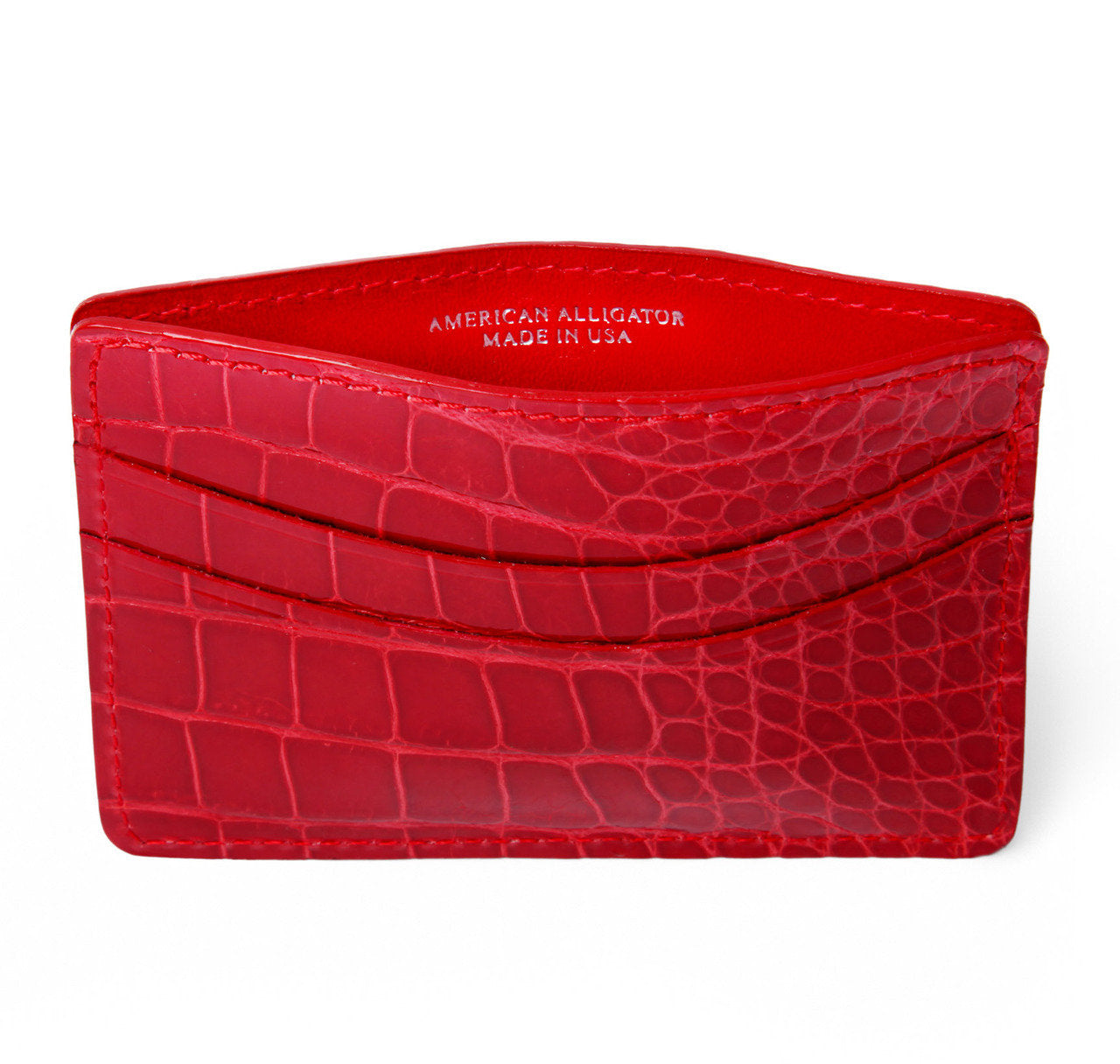 Glazed Red Alligator Card Holder