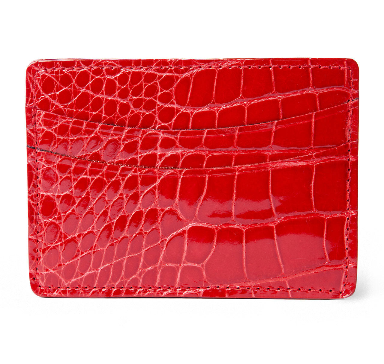 Glazed Red Alligator Card Holder