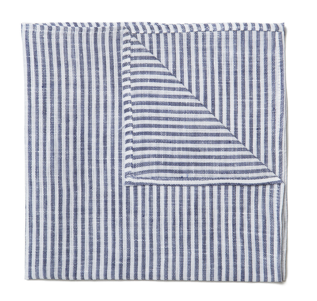 Sir Jack's Navy & White Stripe Linen Pocket Square