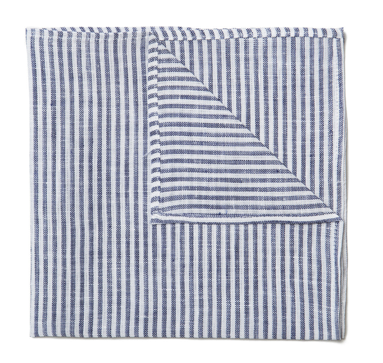 Sir Jack's Navy & White Stripe Linen Pocket Square