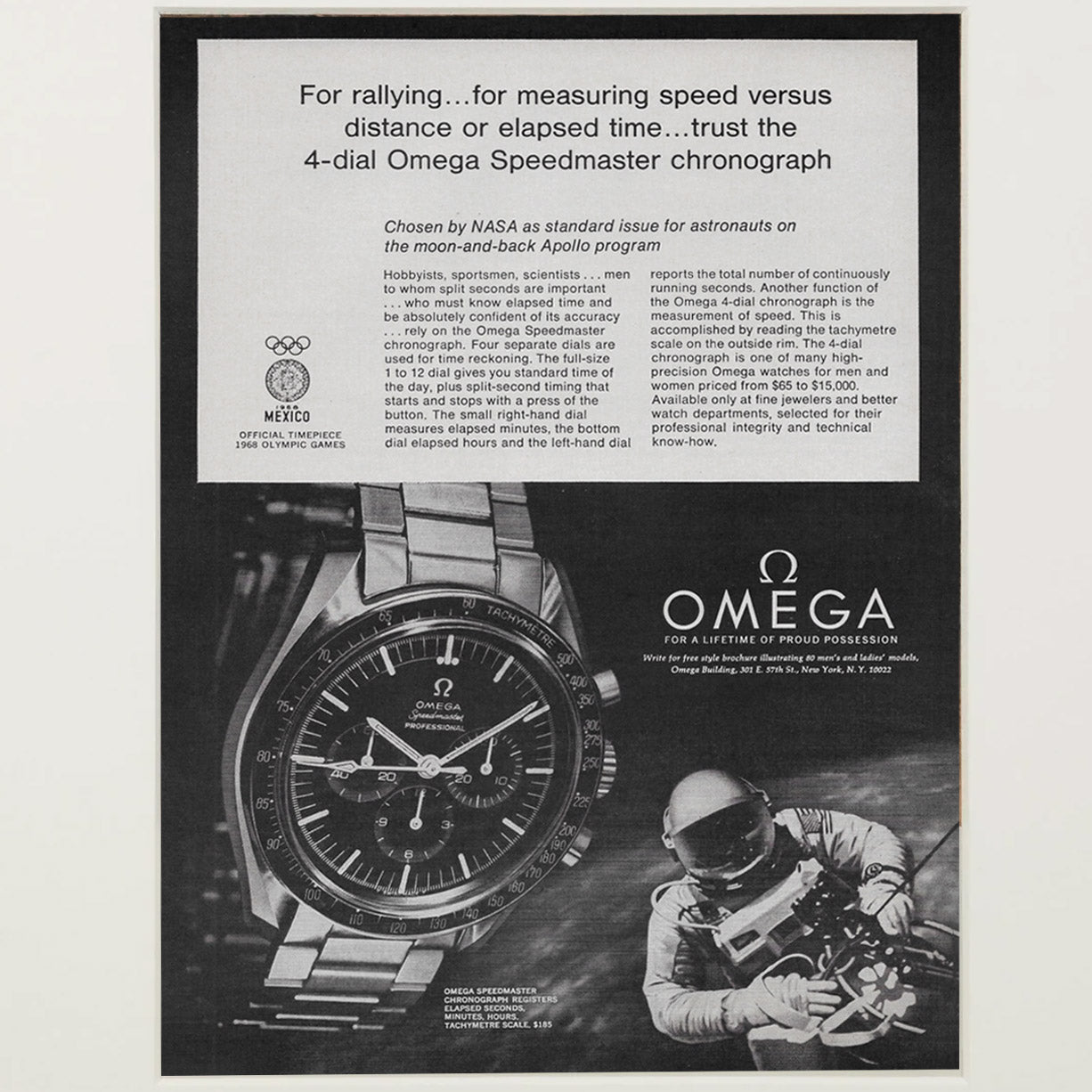 Framed Omega Speedmaster Moonwatch Advertisement