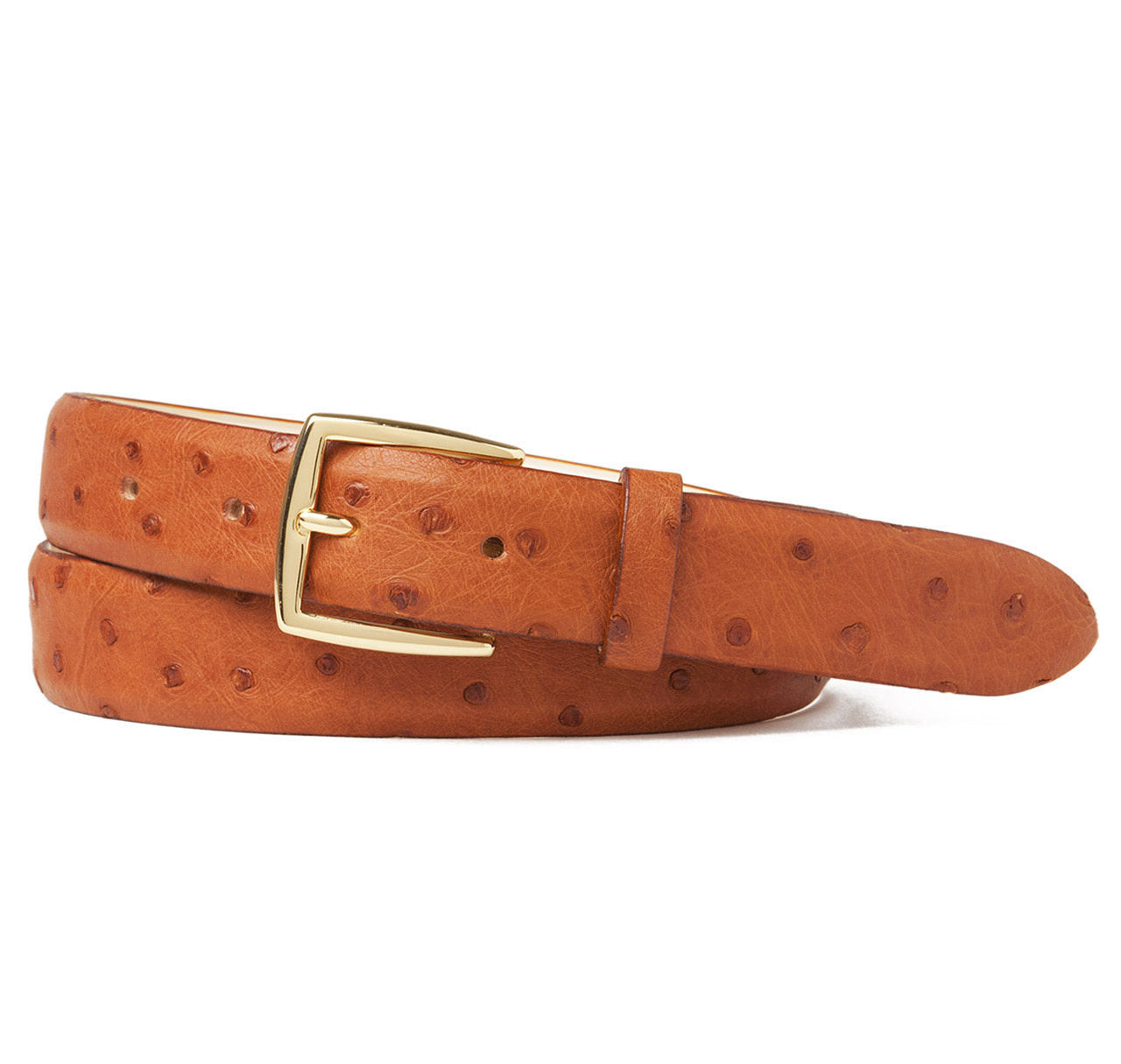 Ostrich belt in Tan