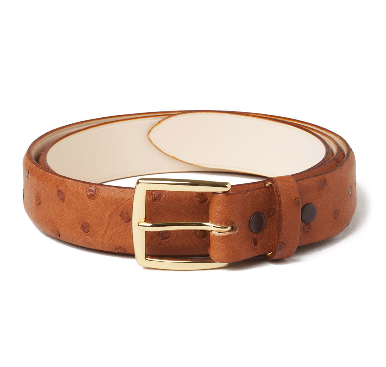 Ostrich belt in Tan