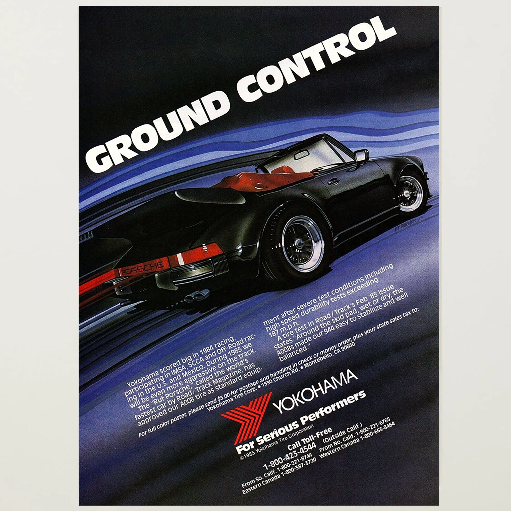 Framed Porsche Cabriolet Yokohama Ground Control Advertisement