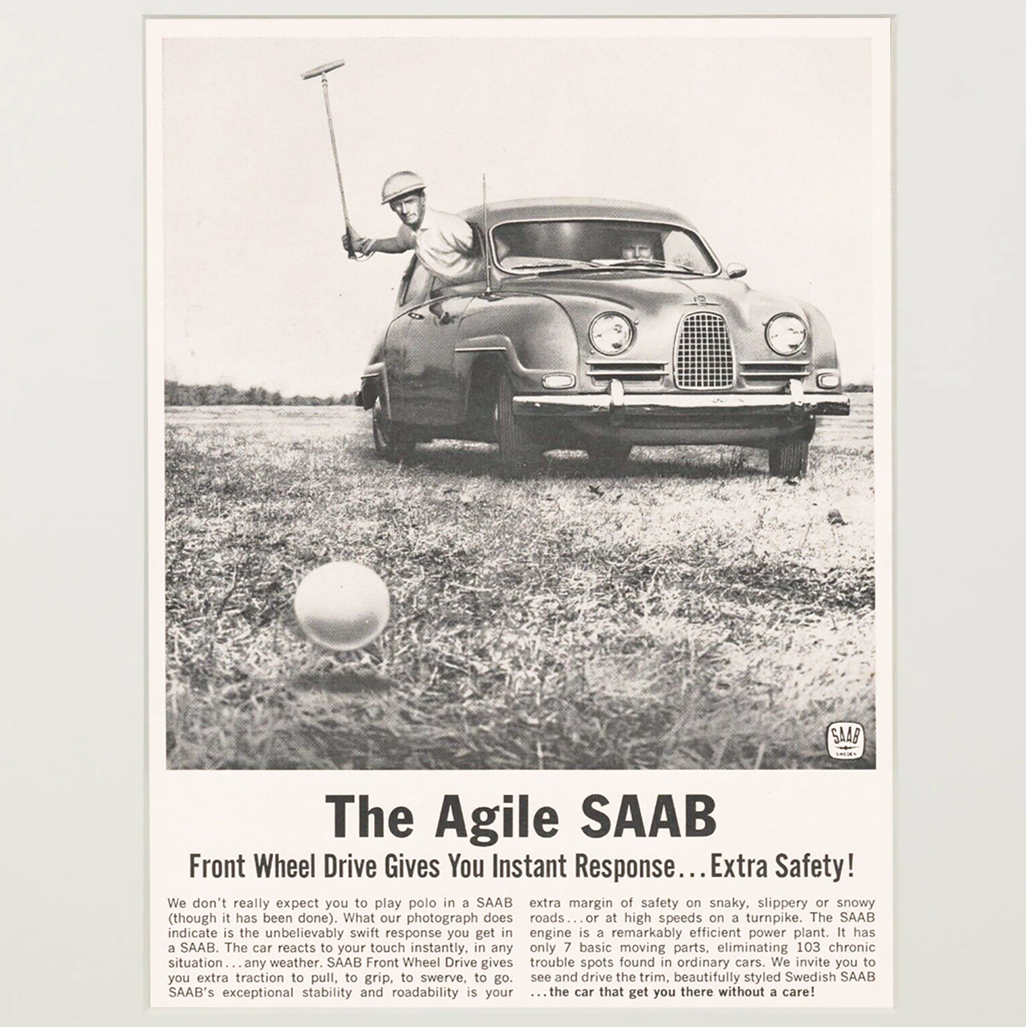 Framed Saab Polo Advertisement