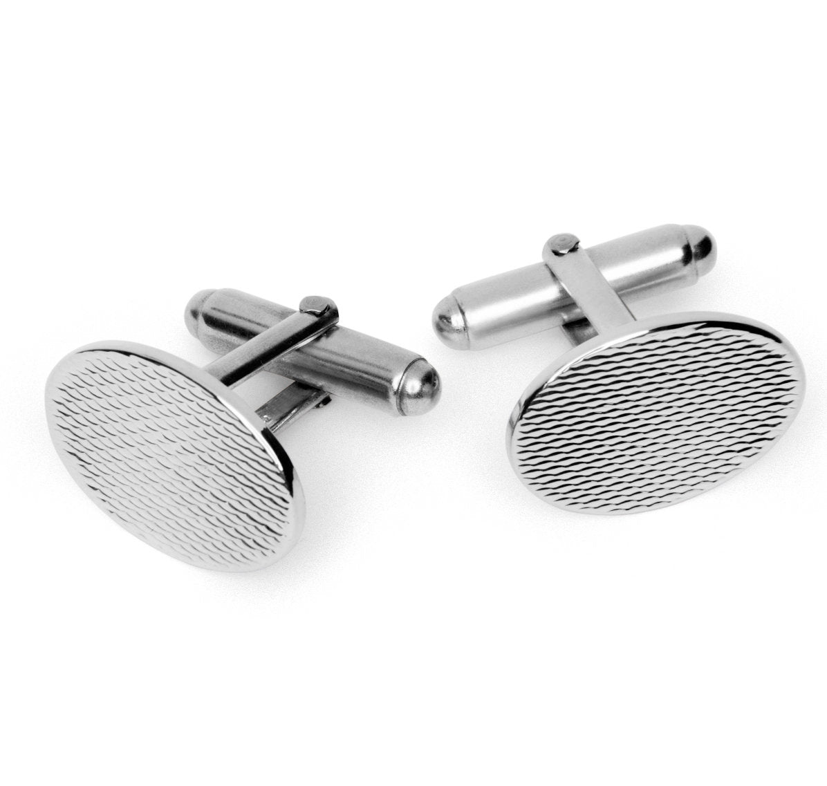 Sterling Engine Turned Oval Cufflinks