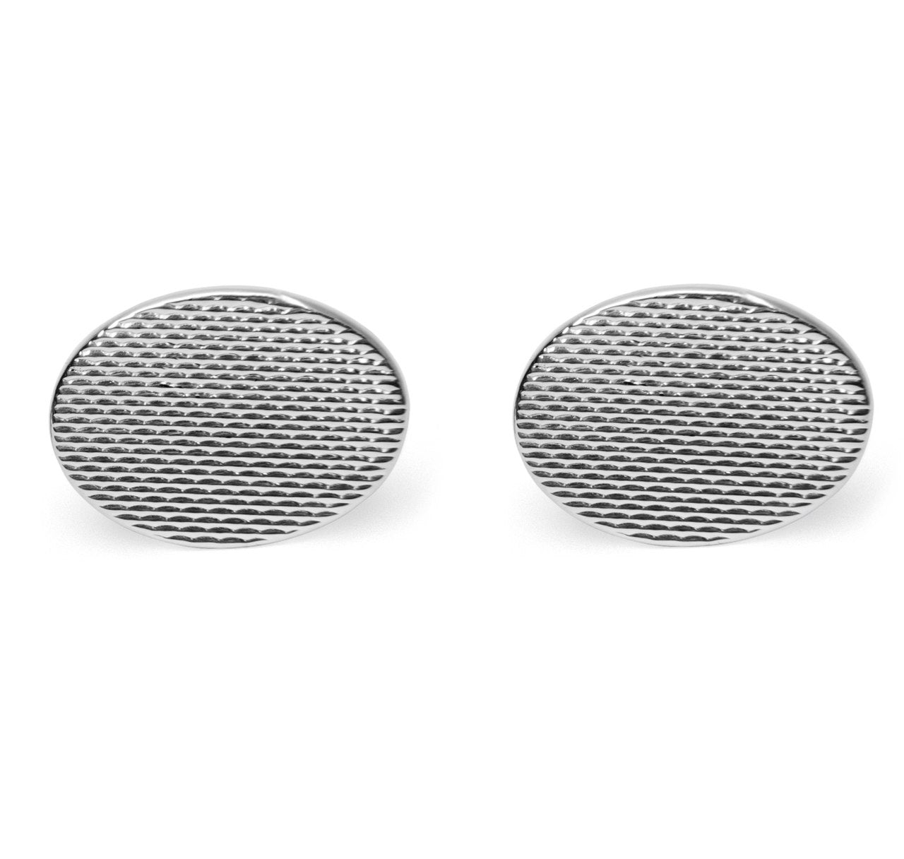 Sterling Engine Turned Oval Cufflinks