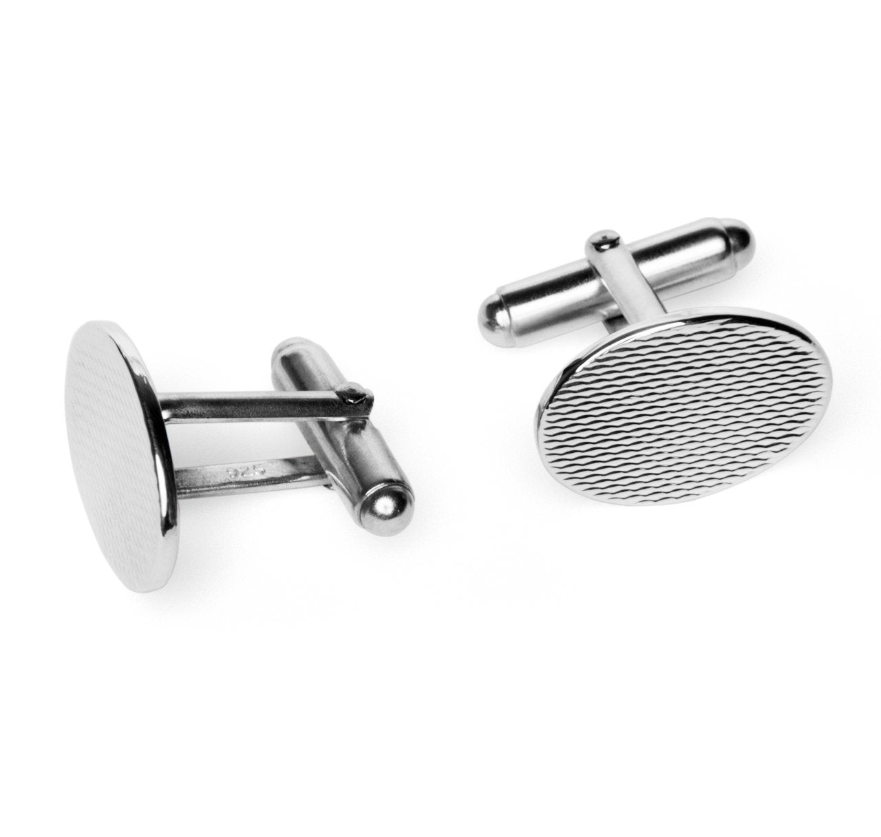 Sterling Engine Turned Oval Cufflinks