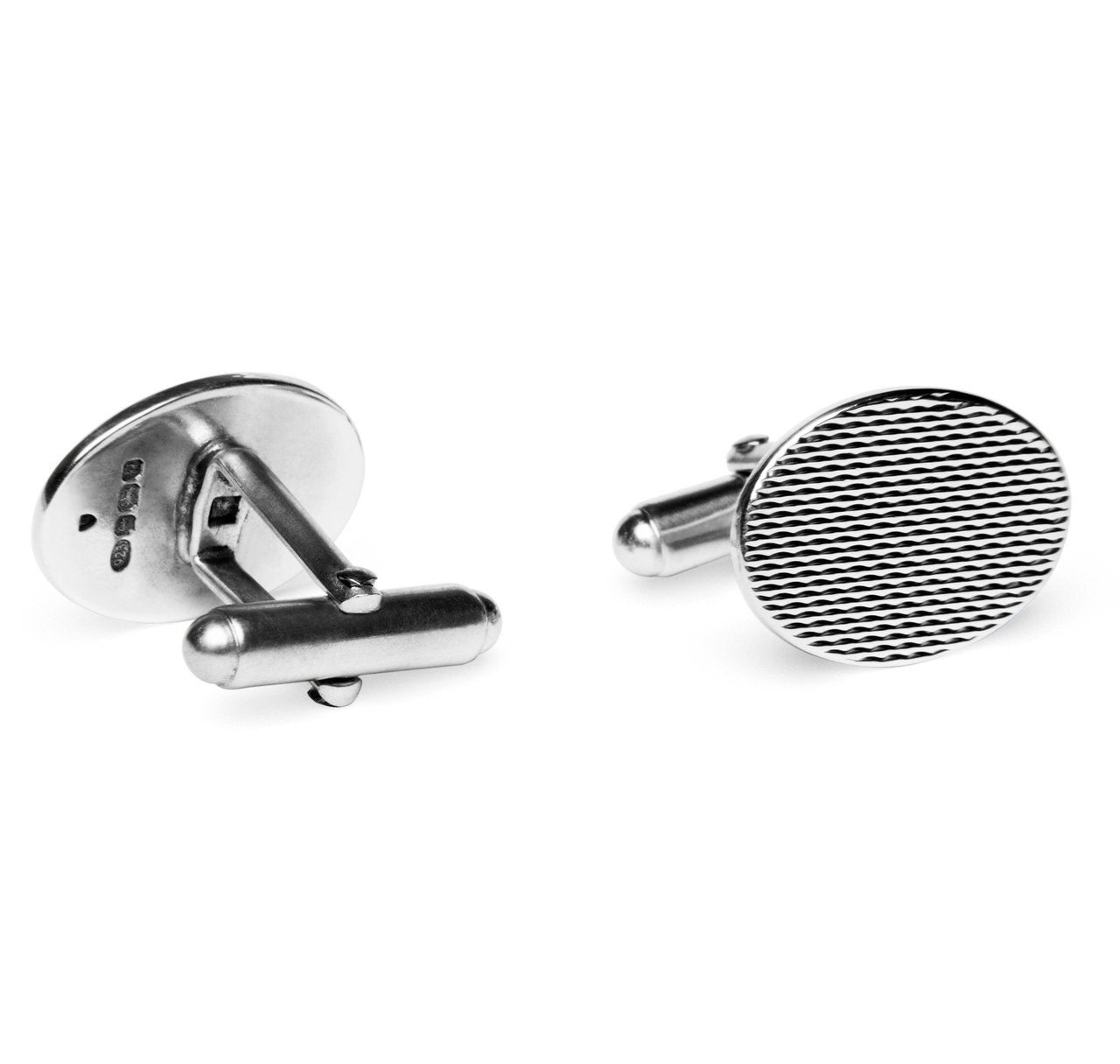 Sterling Engine Turned Oval Cufflinks