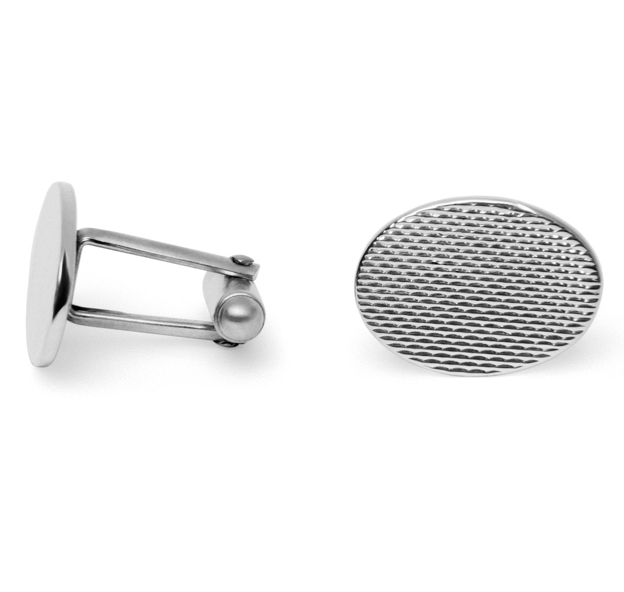 Sterling Engine Turned Oval Cufflinks