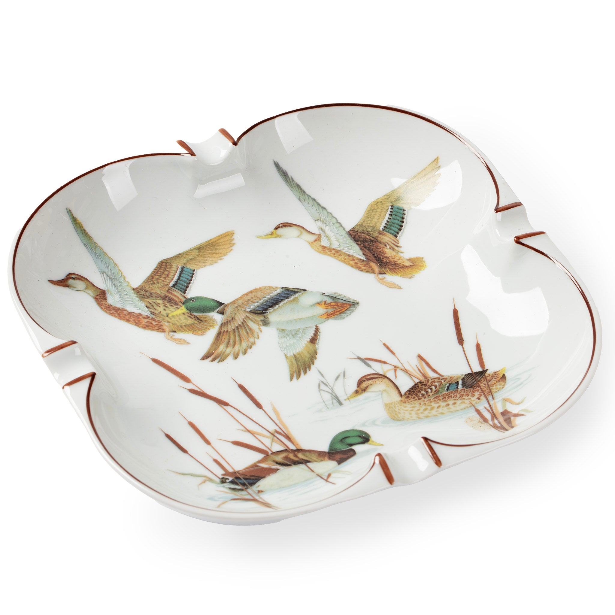 Vintage Abercrombie & Fitch Limoges Porcelain Mallard Duck Cigar Ashtray / Catch-All Dish