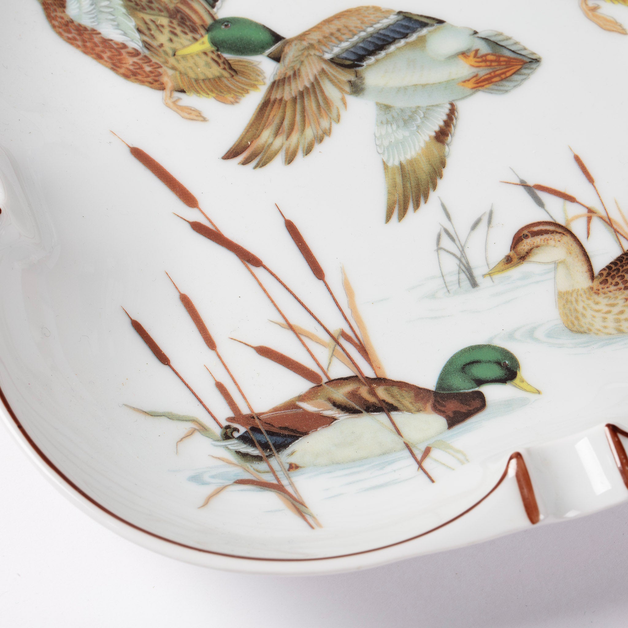 Vintage Abercrombie & Fitch Limoges Porcelain Mallard Duck Cigar Ashtray / Catch-All Dish