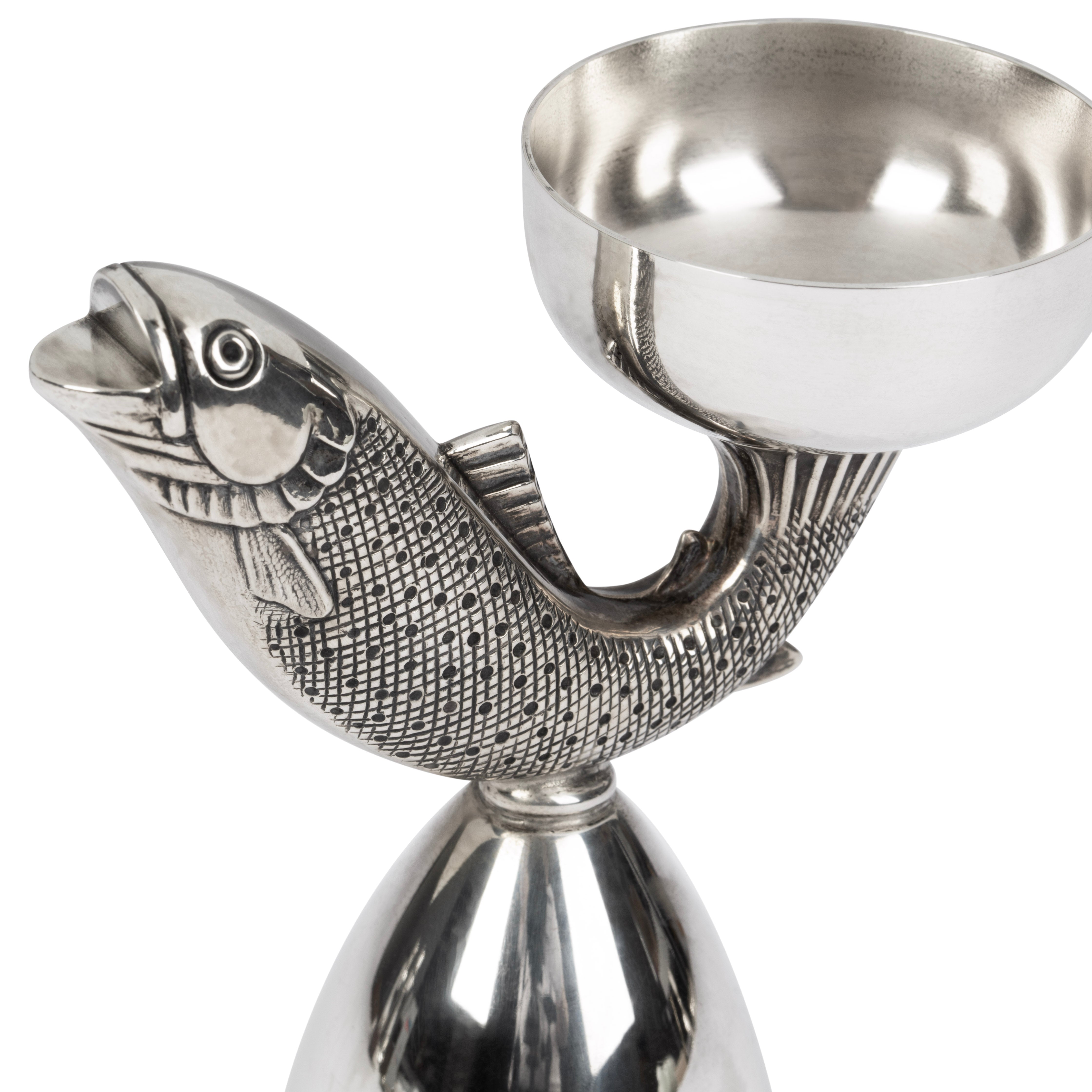 Sterling Silver Rainbow Trout Fish Double Spirits Measure Jigger