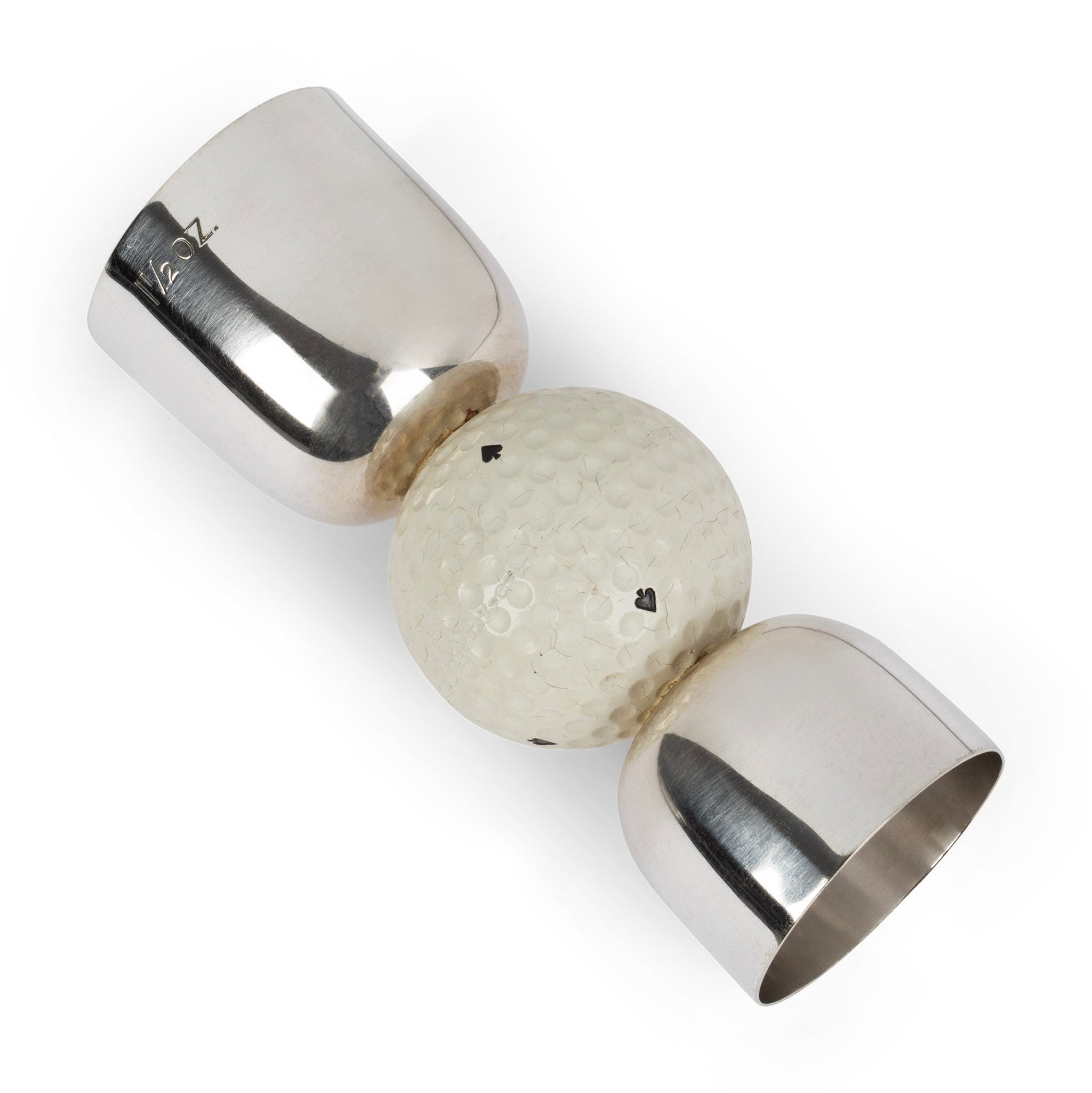 Midcentury Golf Ball Silver Double Spirits Measure Jigger